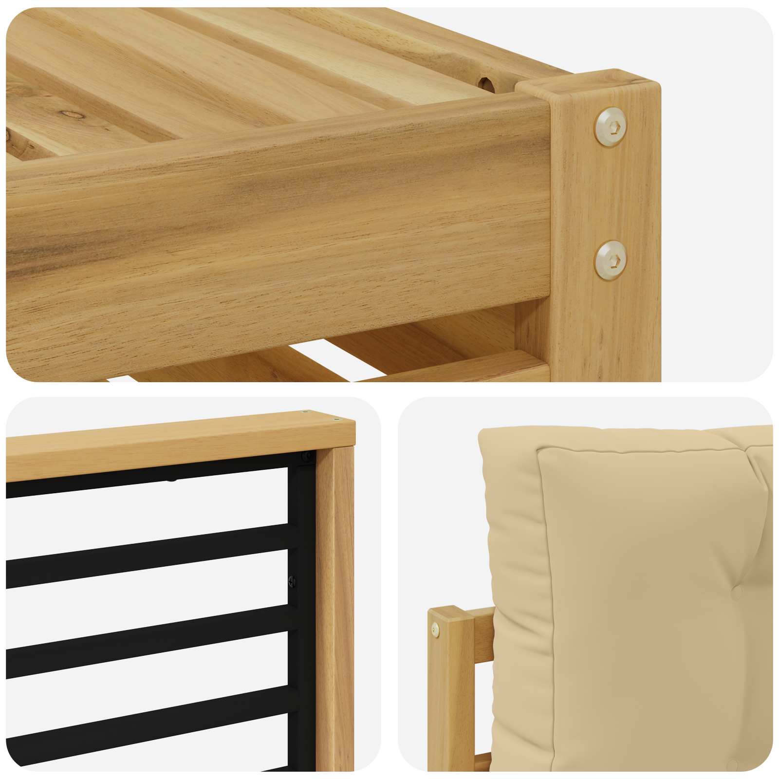 Outdoor-Sofagarnitur 8 pcs Weiß und Beige Massivholz Akazie