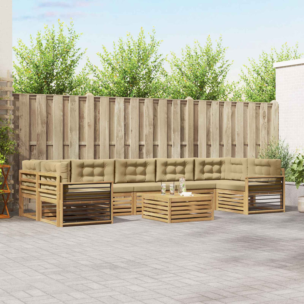 Outdoor-Sofagarnitur 8 pcs Weiß und Beige Massivholz Akazie