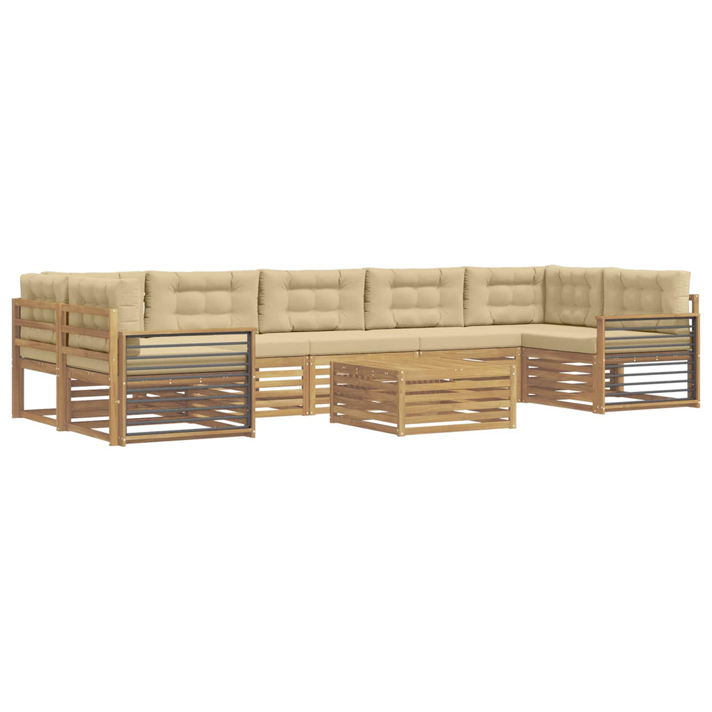 Outdoor-Sofagarnitur 8 pcs Weiß und Beige Massivholz Akazie