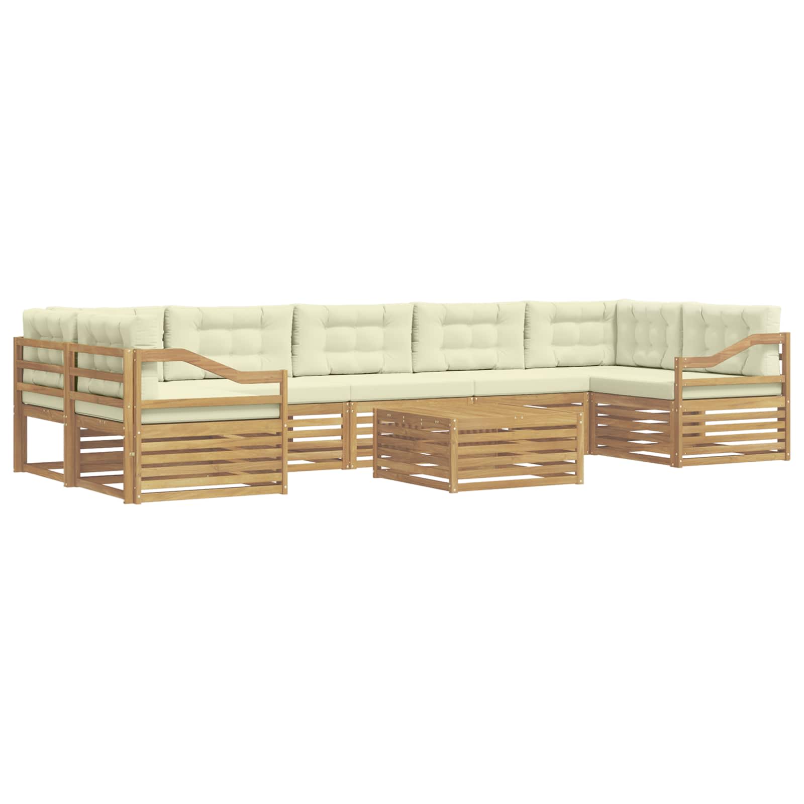 Outdoor-Sofagarnitur 8 pcs Weiß und Creme Massivholz Akazie