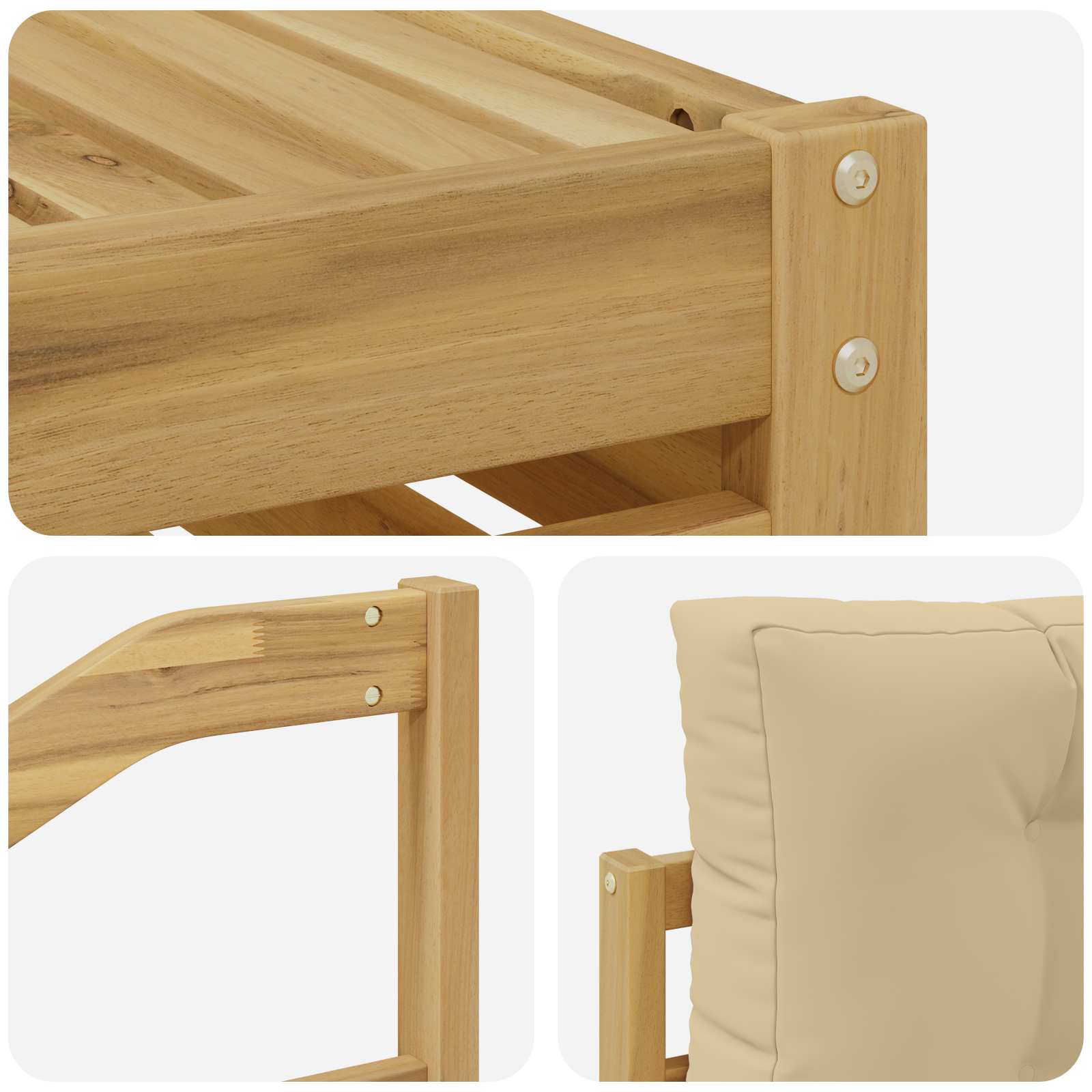 Outdoor-Sofagarnitur 8 pcs Weiß und Beige Massivholz Akazie