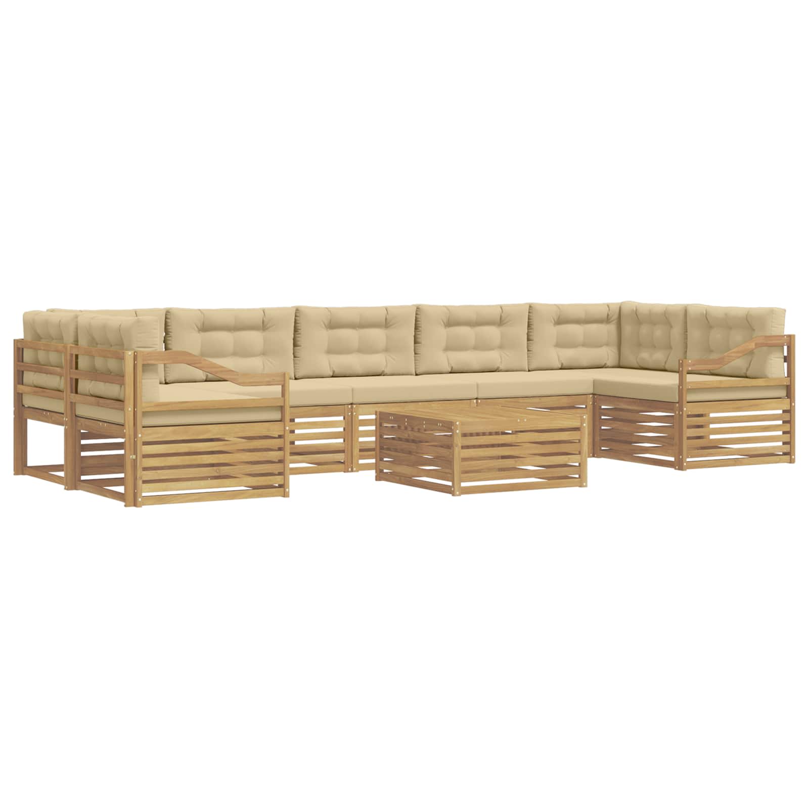 Outdoor-Sofagarnitur 8 pcs Weiß und Beige Massivholz Akazie