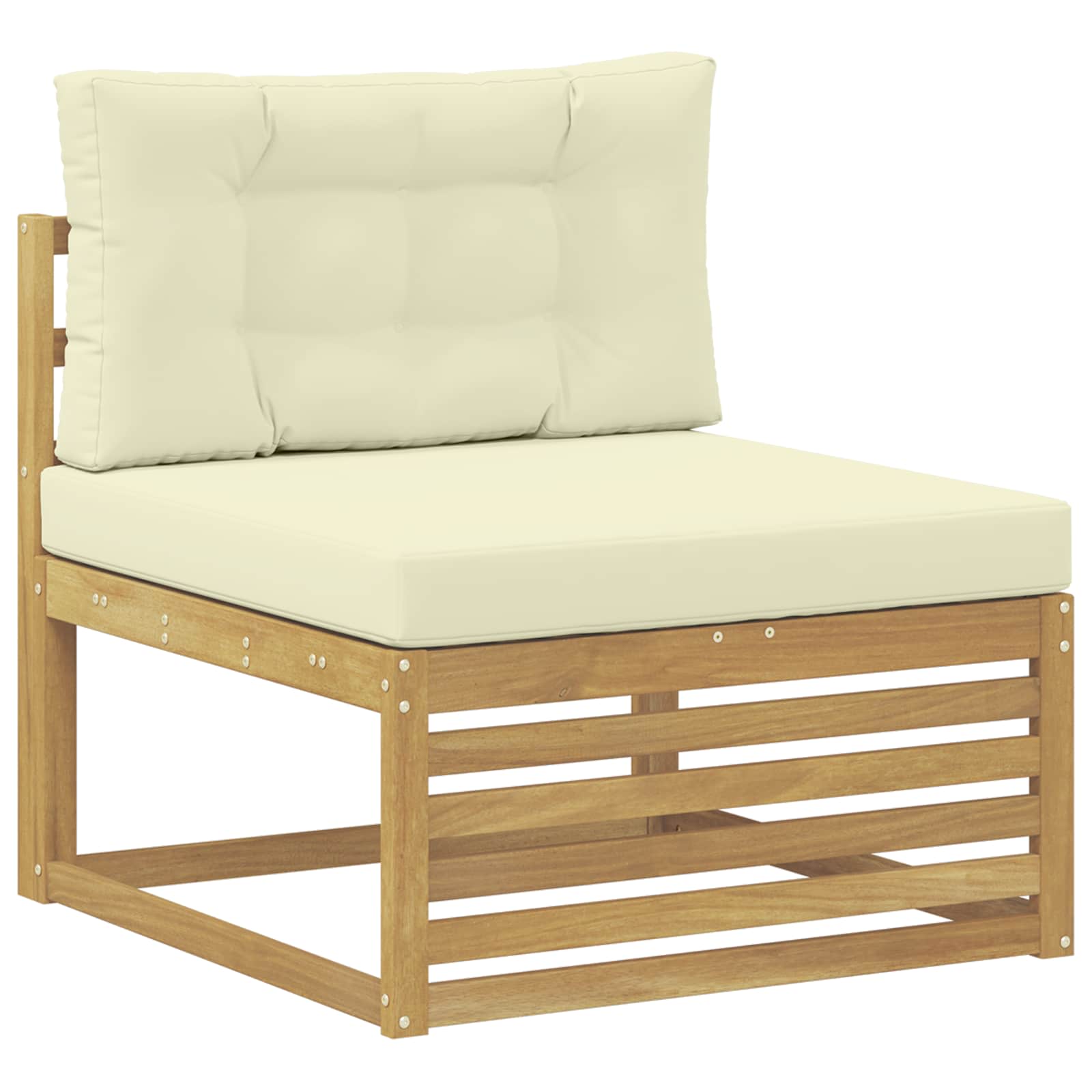 Outdoor-Sofagarnitur mit Kissen 9 pcs Weiß und Creme Polyester