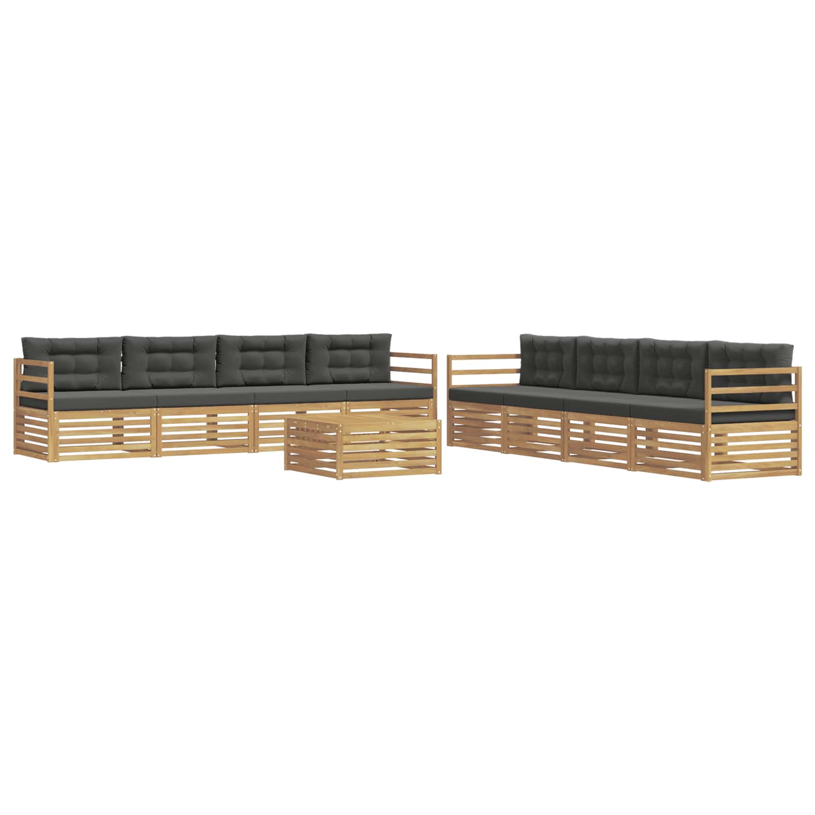 Outdoor-Sofagarnitur 9 pcs Weiß und Anthrazit Polyester