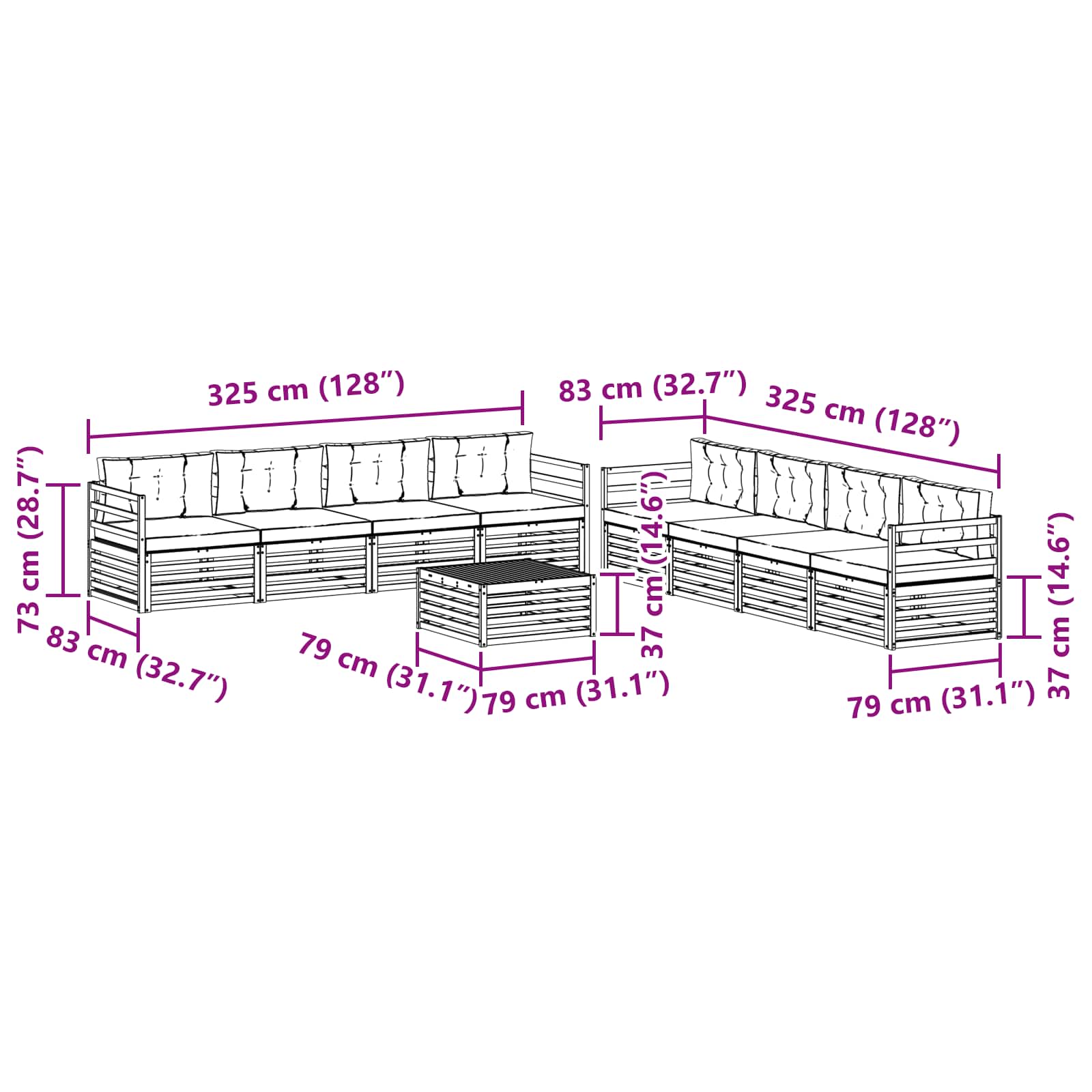 Outdoor-Sofagarnitur 9 pcs Weiß und Anthrazit Polyester