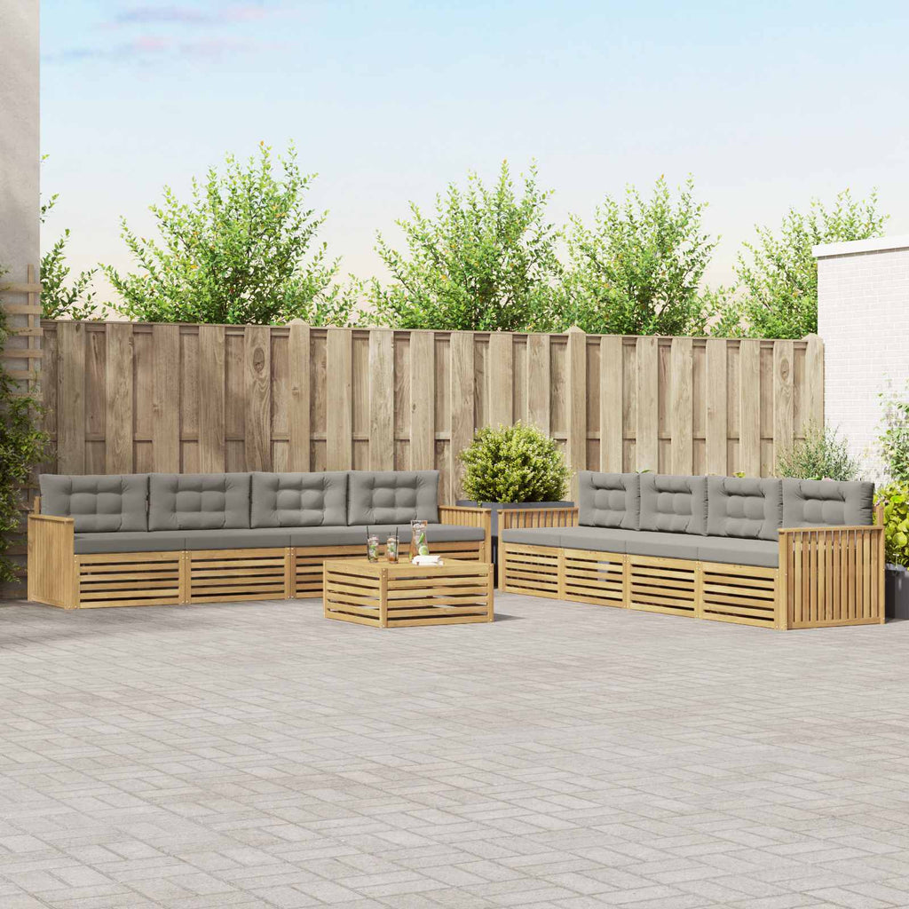 Outdoor-Sofagarnitur 9 pcs Weiß und Hellgrau