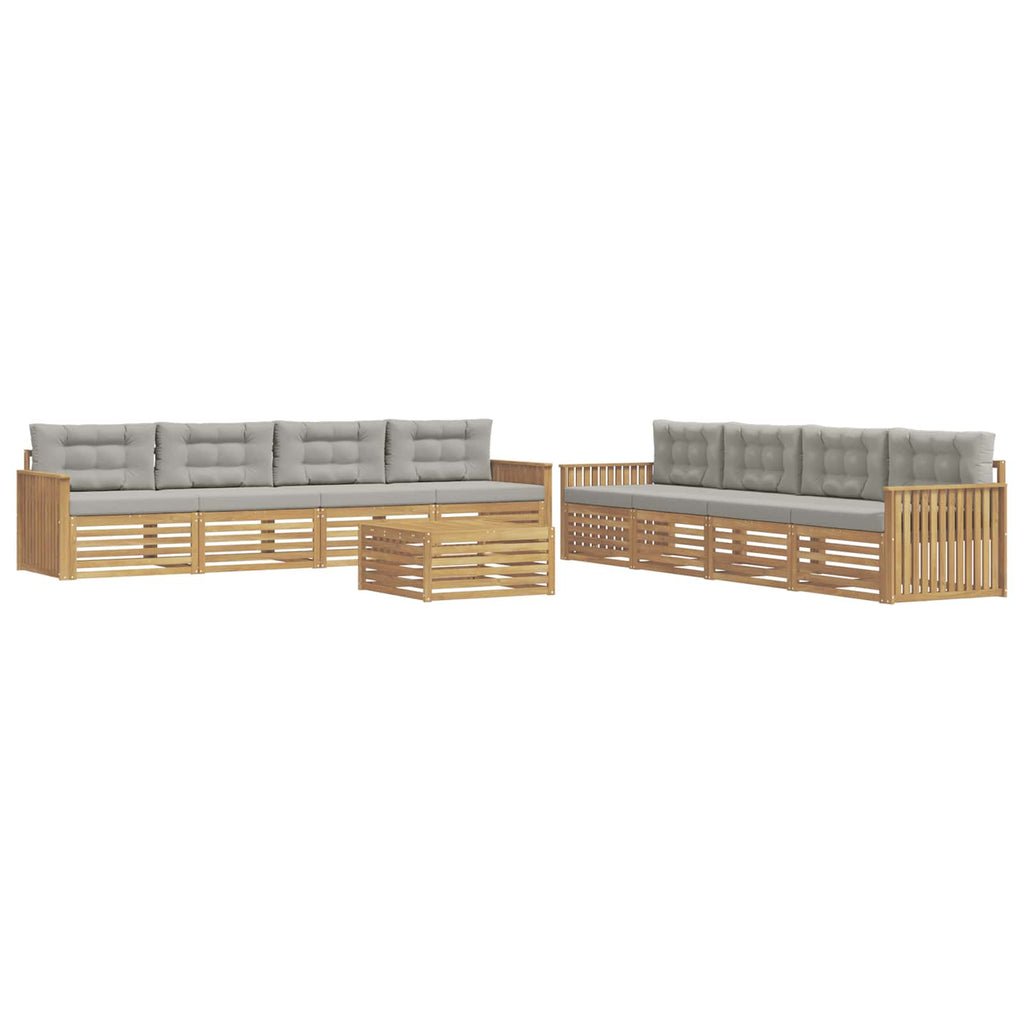Outdoor-Sofagarnitur 9 pcs Weiß und Hellgrau