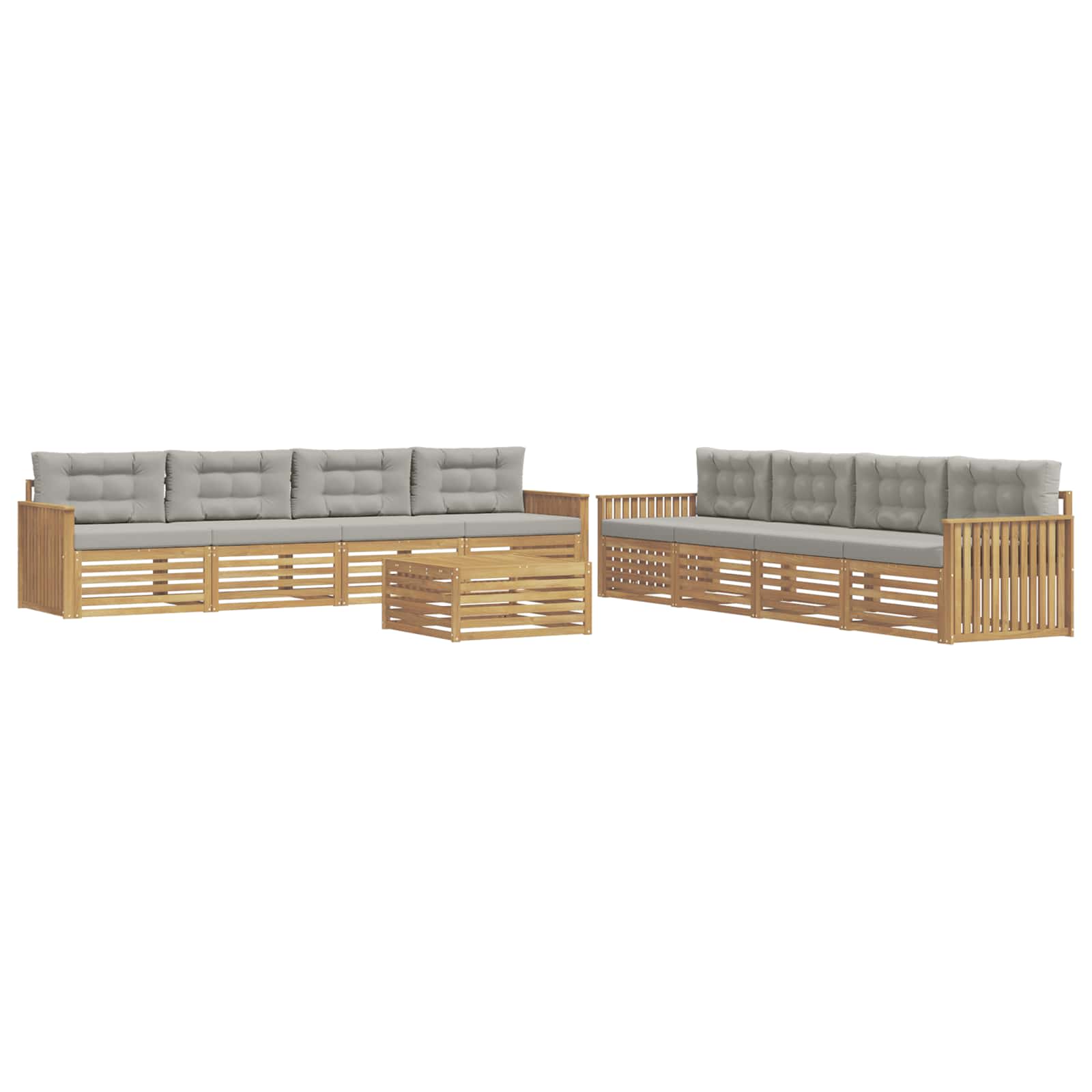 Outdoor-Sofagarnitur 9 pcs Weiß und Hellgrau