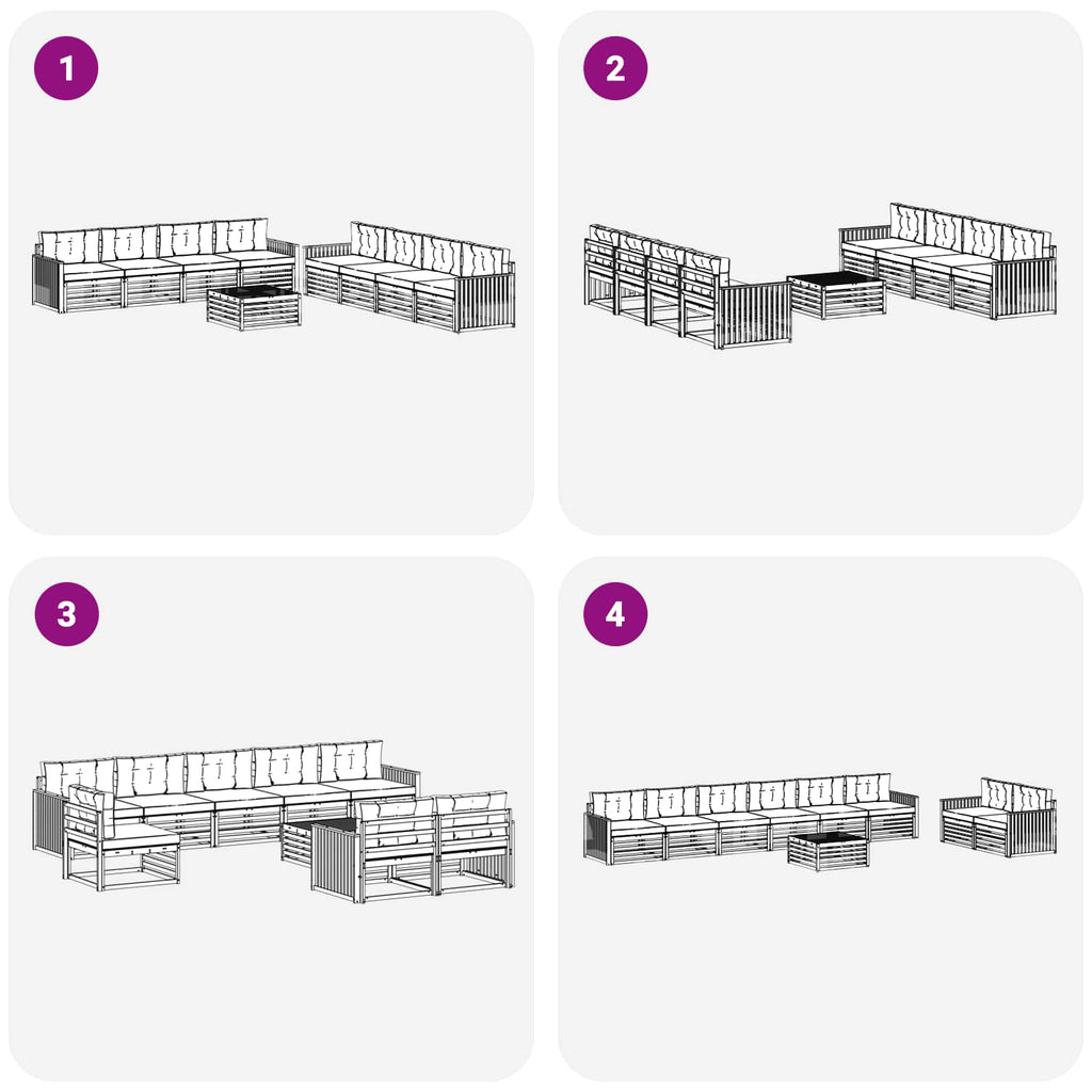 Outdoor-Sofagarnitur 9 pcs Weiß und Hellgrau
