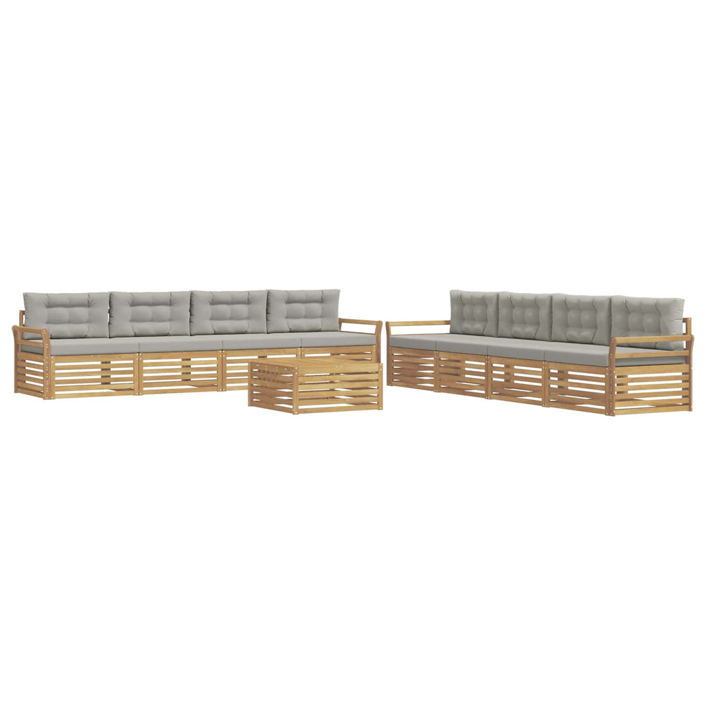 Outdoor-Sofagarnitur 9 pcs Weiß und Hellgrau