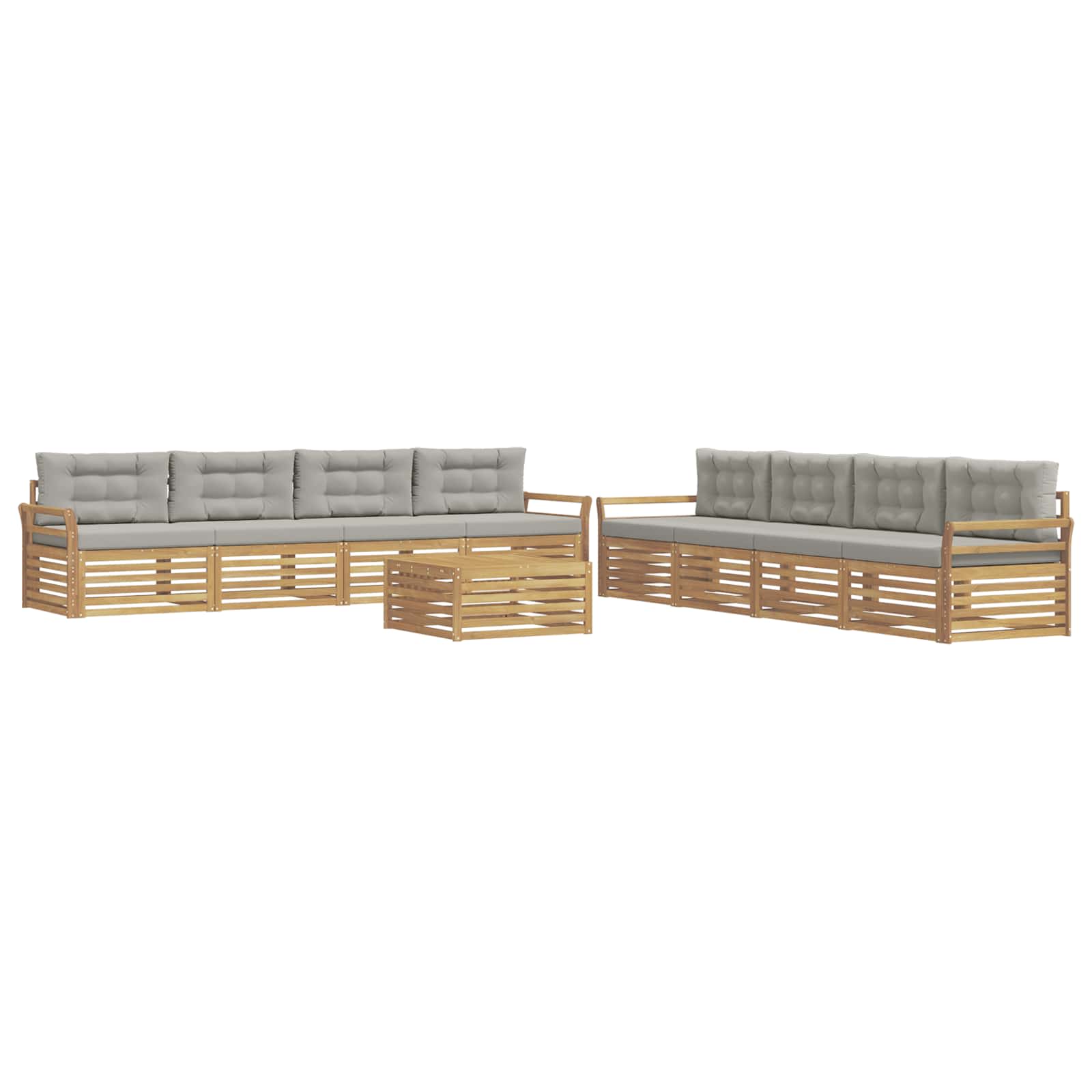 Outdoor-Sofagarnitur 9 pcs Weiß und Hellgrau