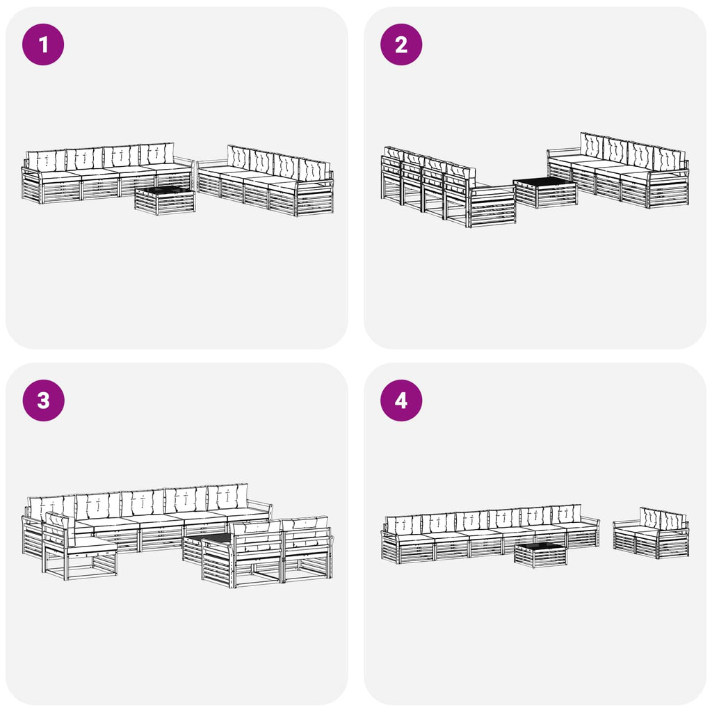 Outdoor-Sofagarnitur 9 pcs Weiß und Hellgrau