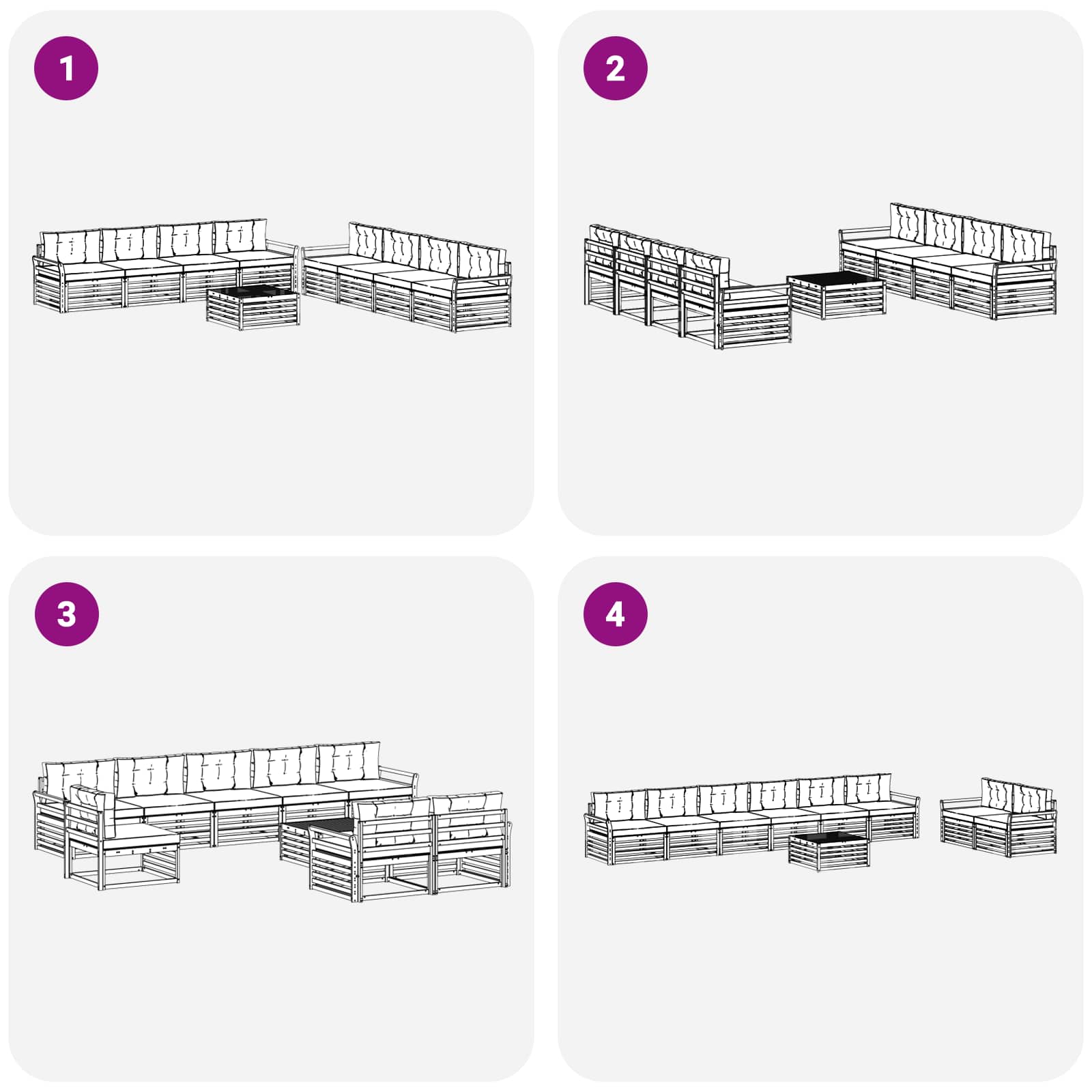 Outdoor-Sofagarnitur 9 pcs Weiß und Hellgrau