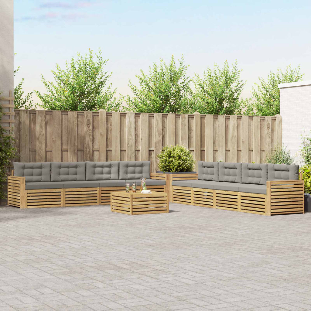 Outdoor-Sofagarnitur 9 pcs Weiß und Hellgrau