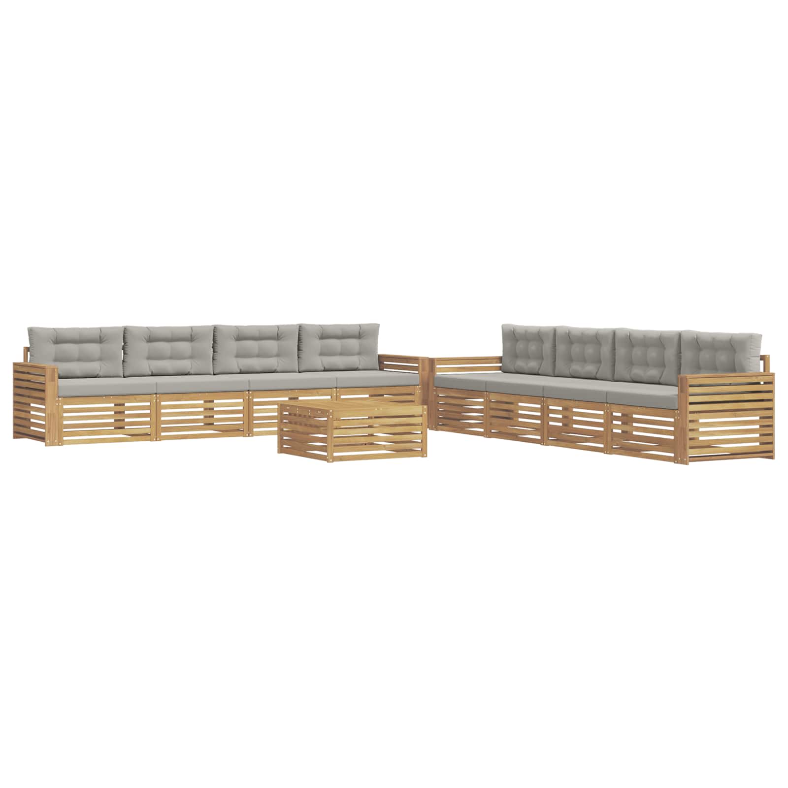 Outdoor-Sofagarnitur 9 pcs Weiß und Hellgrau