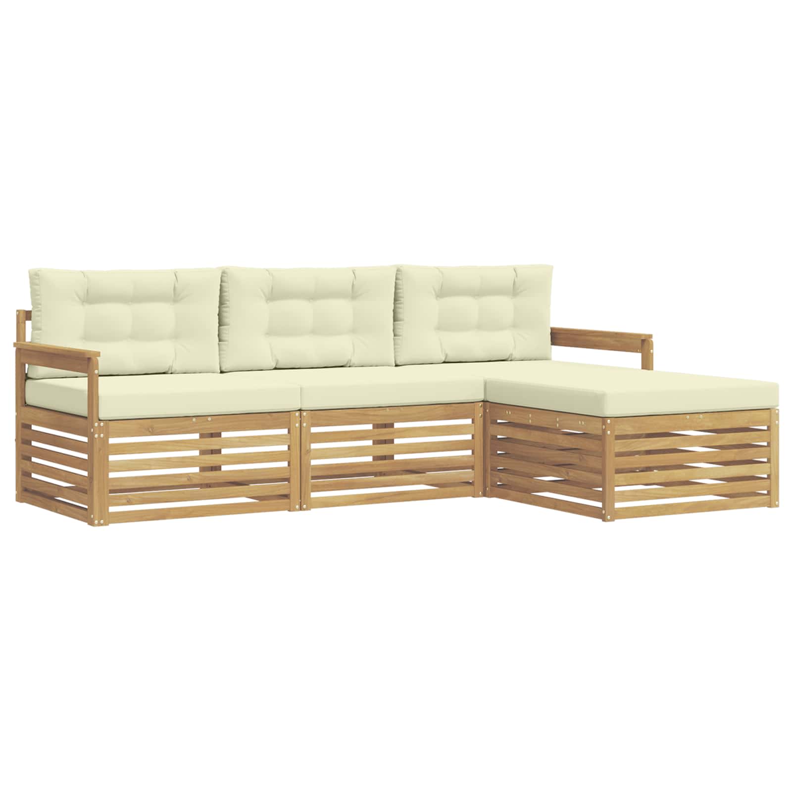 Outdoor-Sofagarnitur mit Kissen 4 pcs Weiß und Creme Polyester