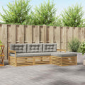 Outdoor-Sofagarnitur 4 pcs Weiß und Hellgrau Polyester