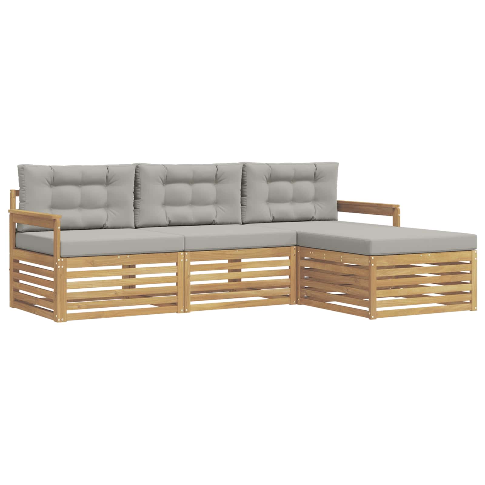 Outdoor-Sofagarnitur 4 pcs Weiß und Hellgrau Polyester