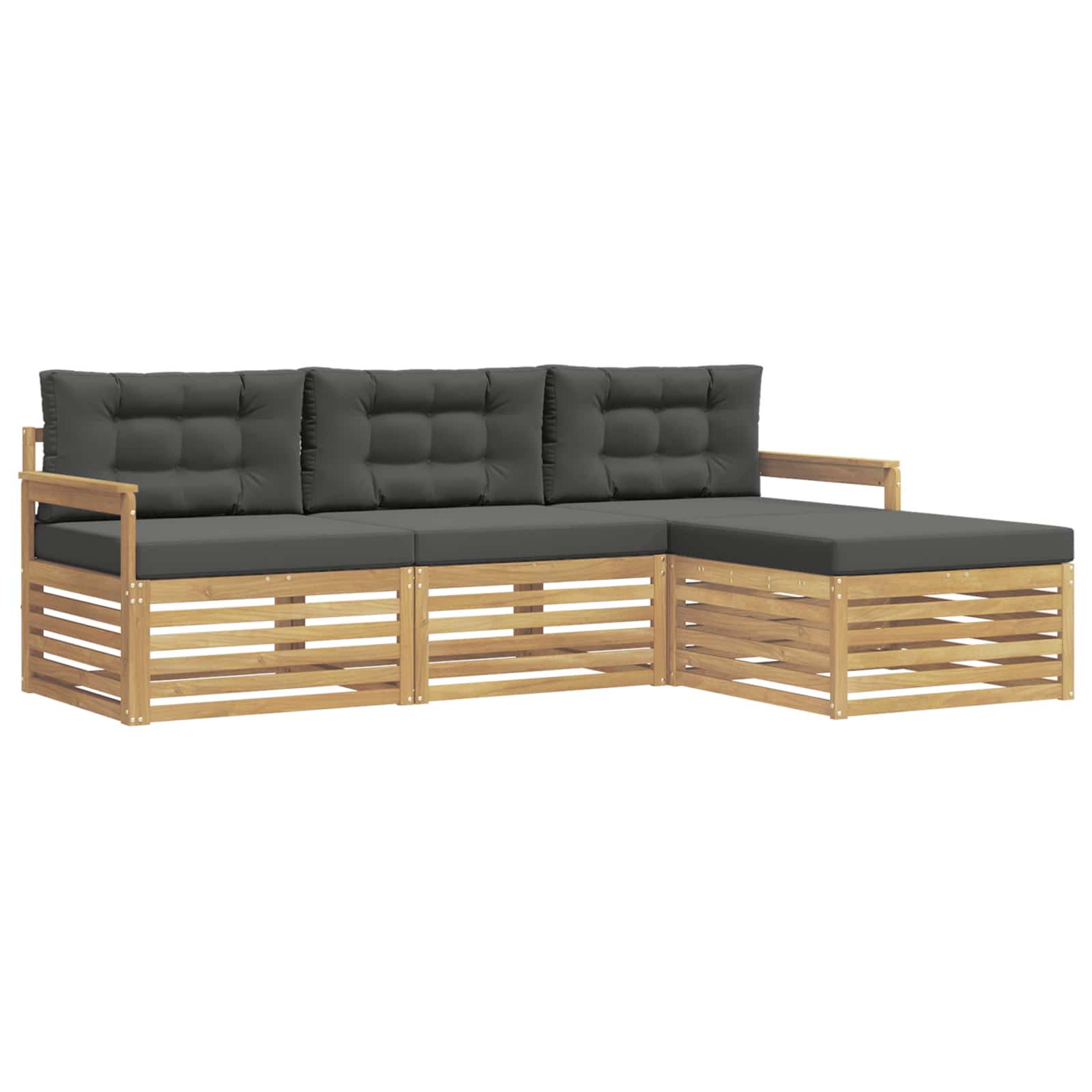 Outdoor-Sofagarnitur 4 pcs Weiß und Anthrazit Polyester