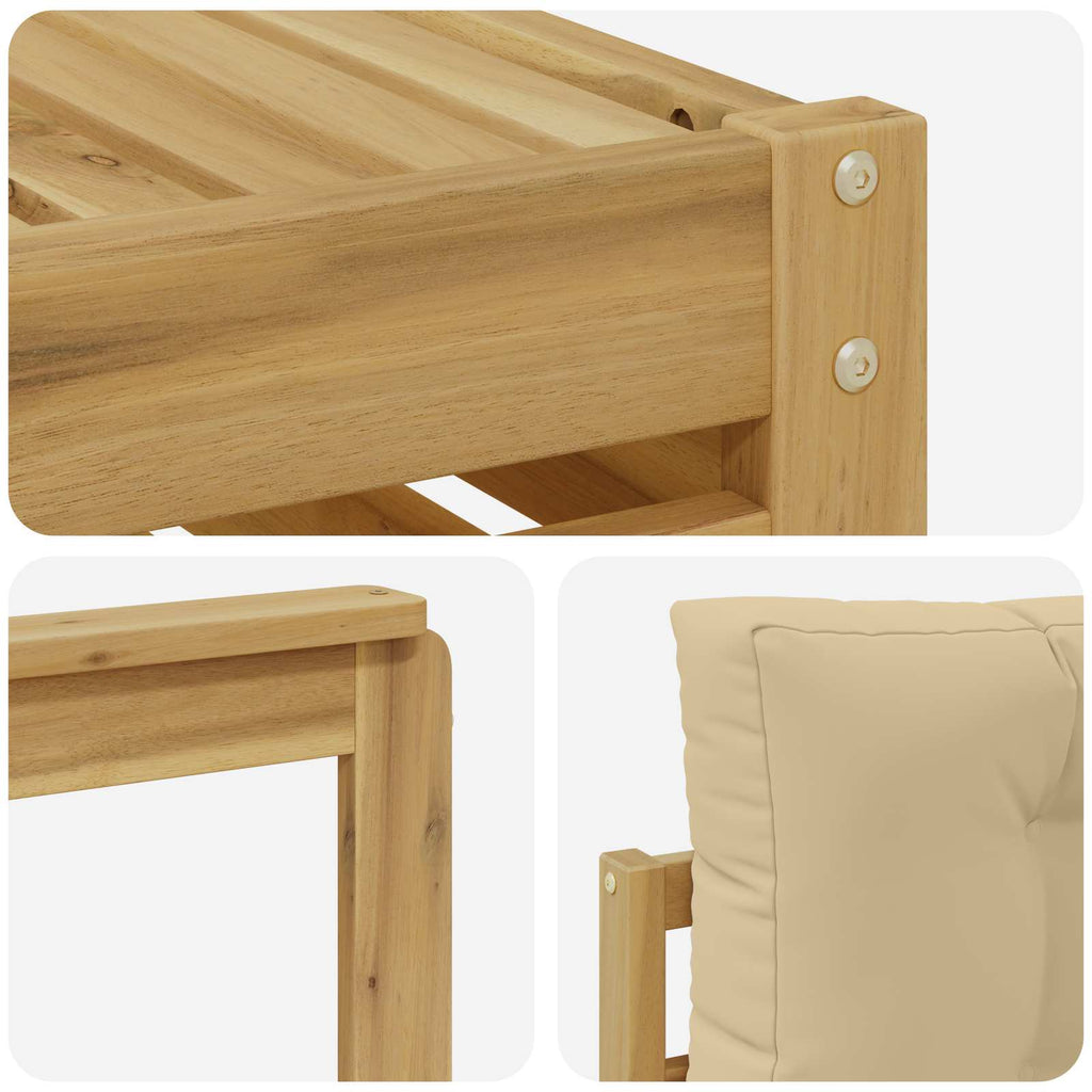 Outdoor-Sofagarnitur mit Kissen 4 pcs Weiß und Beige Polyester