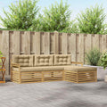 Outdoor-Sofagarnitur mit Kissen 4 pcs Weiß und Beige Polyester