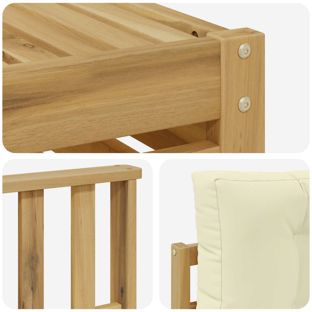 Outdoor-Sofagarnitur mit Kissen 4 pcs Weiß und Creme Polyester