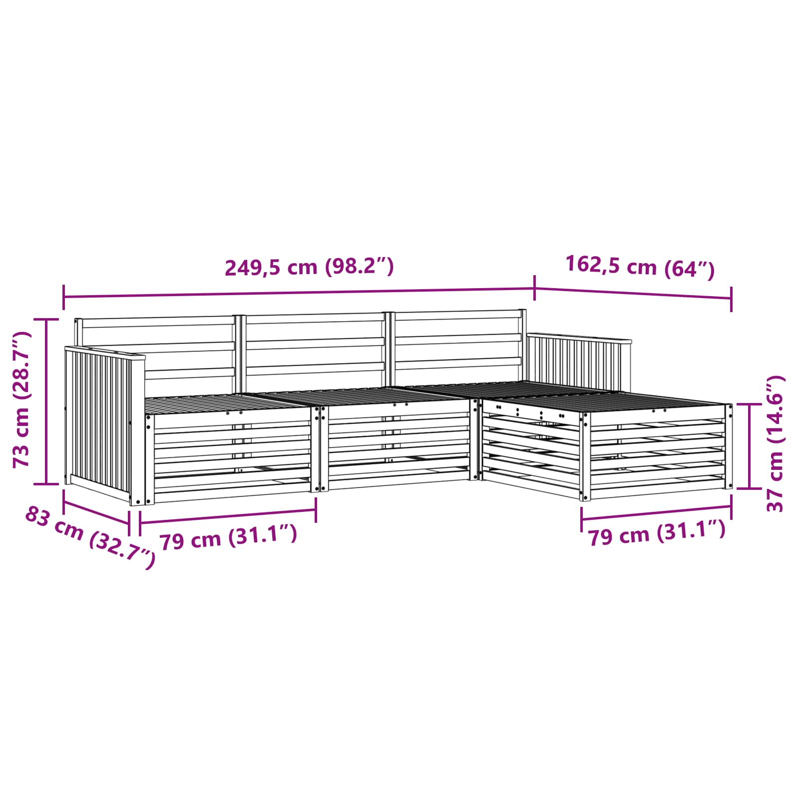 Outdoor-Sofagarnitur 4 pcs Weiß
