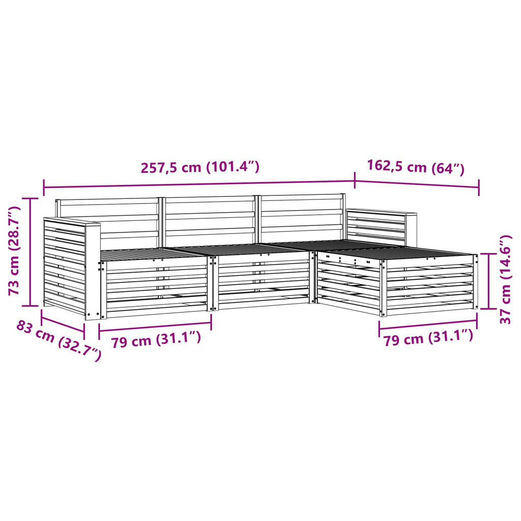 Outdoor-Sofagarnitur 4 pcs Weiß
