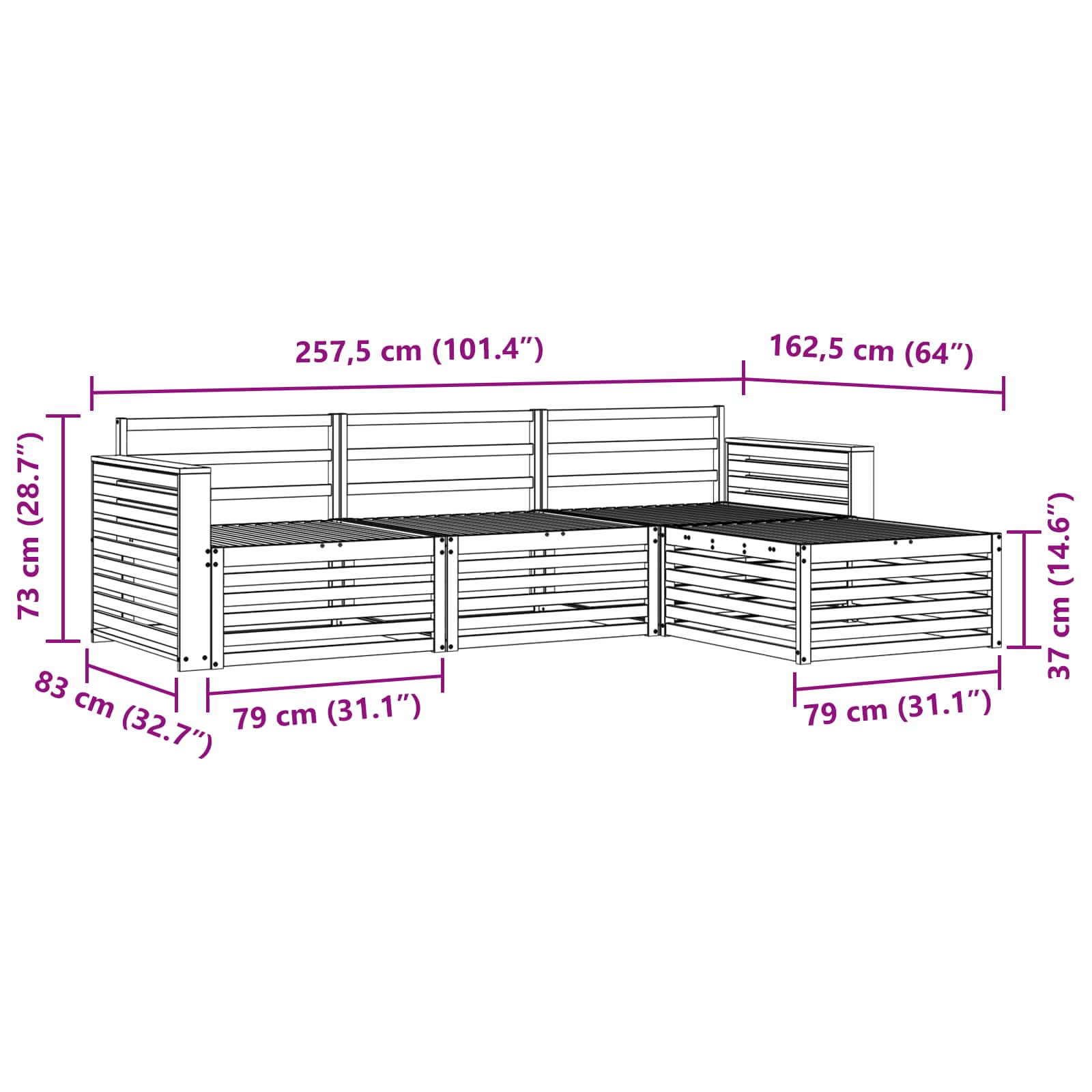 Outdoor-Sofagarnitur 4 pcs Weiß