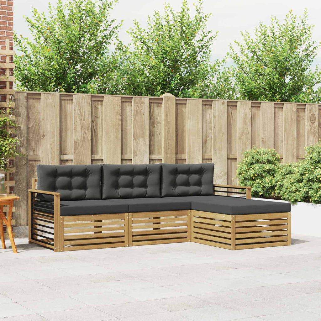 Outdoor-Sofagarnitur 4 pcs Weiß und Anthrazit Polyester