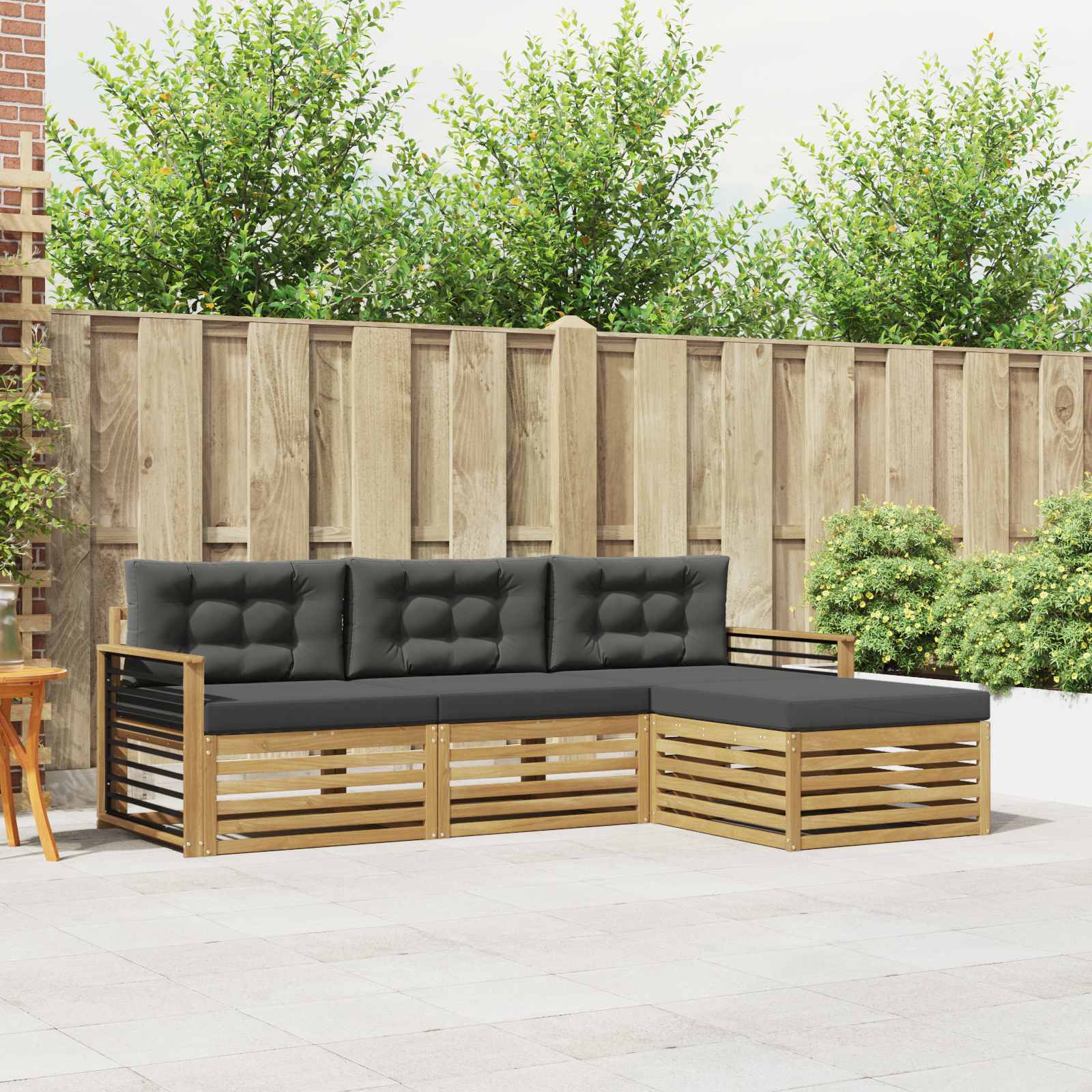 Outdoor-Sofagarnitur 4 pcs Weiß und Anthrazit Polyester