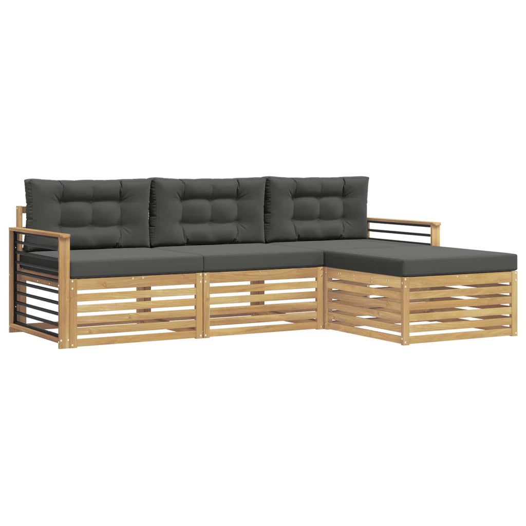 Outdoor-Sofagarnitur 4 pcs Weiß und Anthrazit Polyester