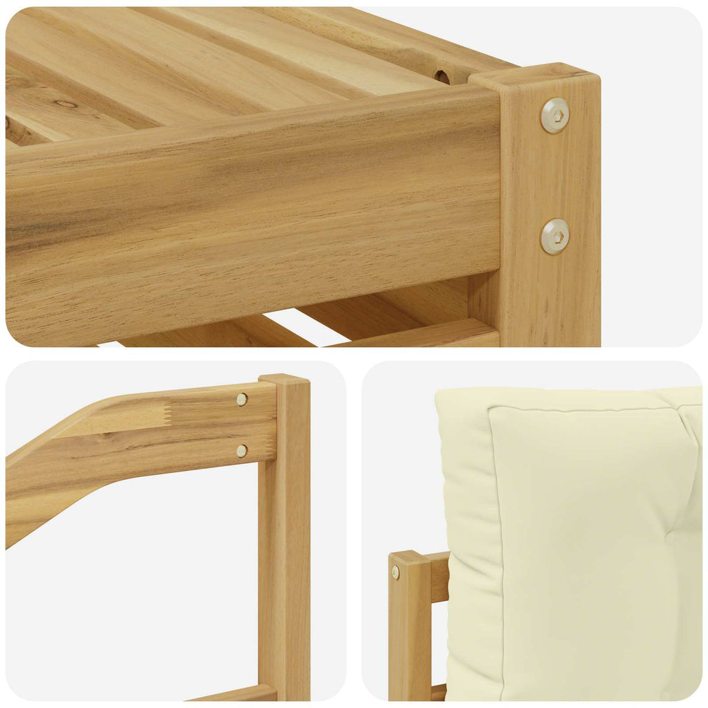 Outdoor-Sofagarnitur mit Kissen 4 pcs Weiß und Creme Polyester