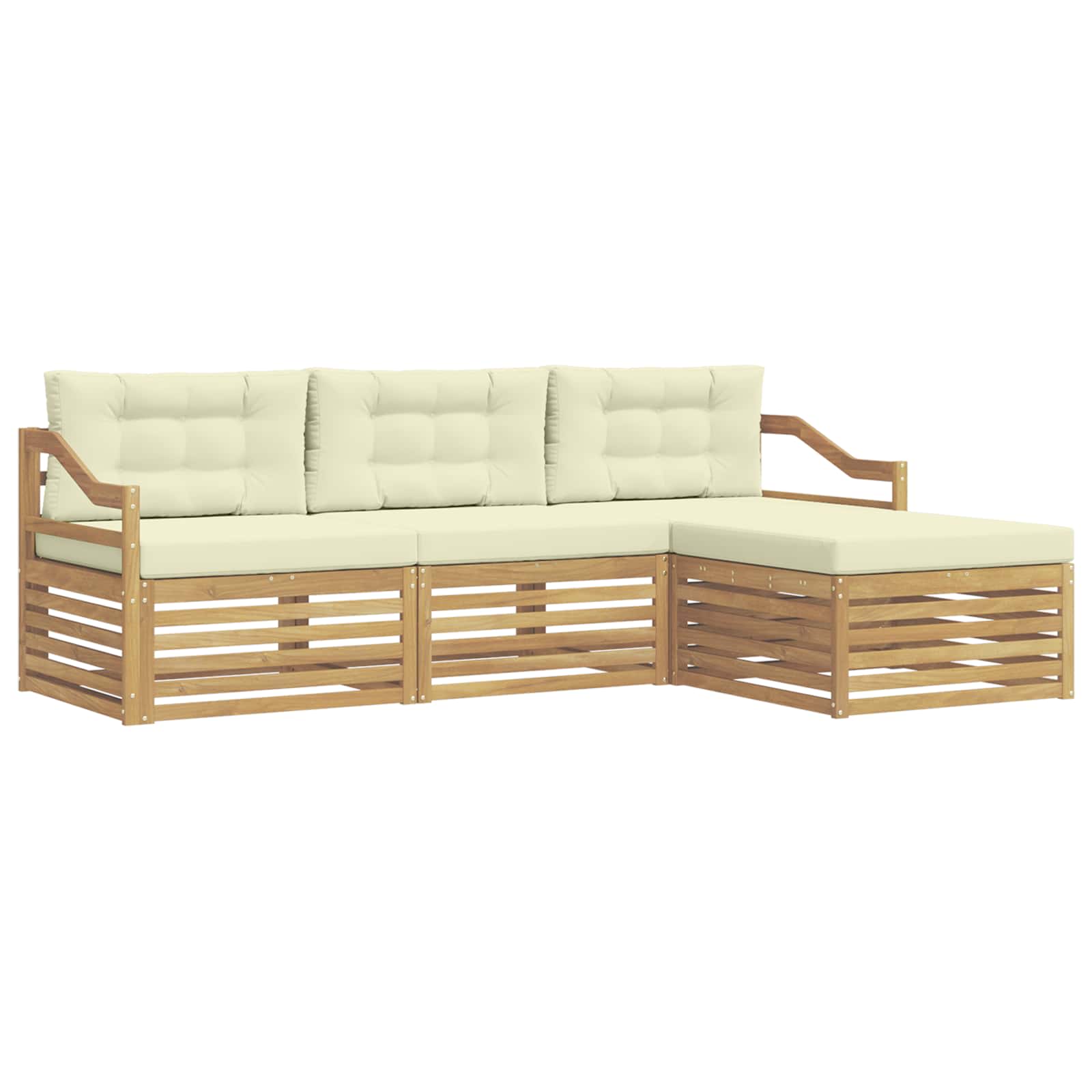 Outdoor-Sofagarnitur mit Kissen 4 pcs Weiß und Creme Polyester