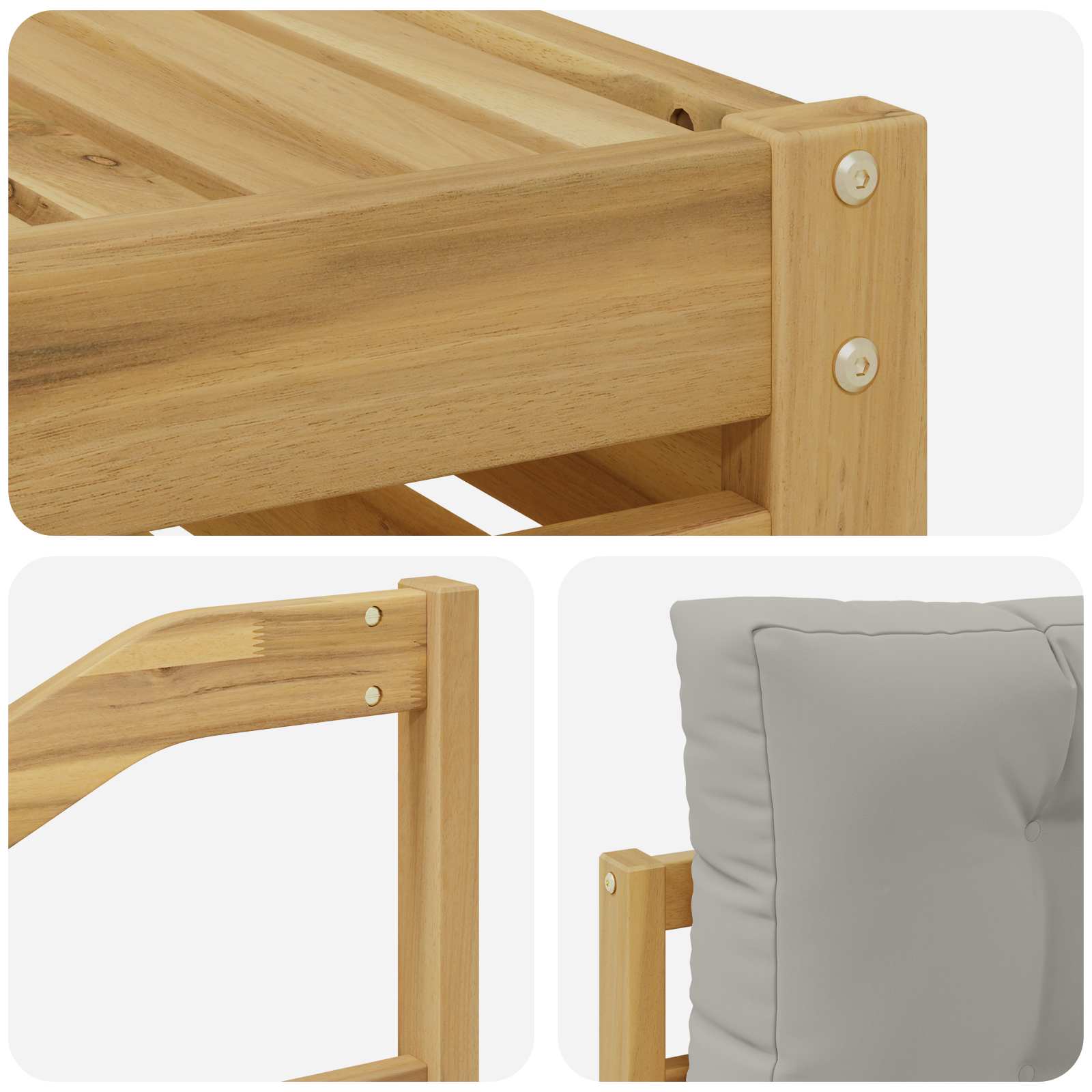 Outdoor-Sofagarnitur 4 pcs Weiß und Hellgrau Polyester
