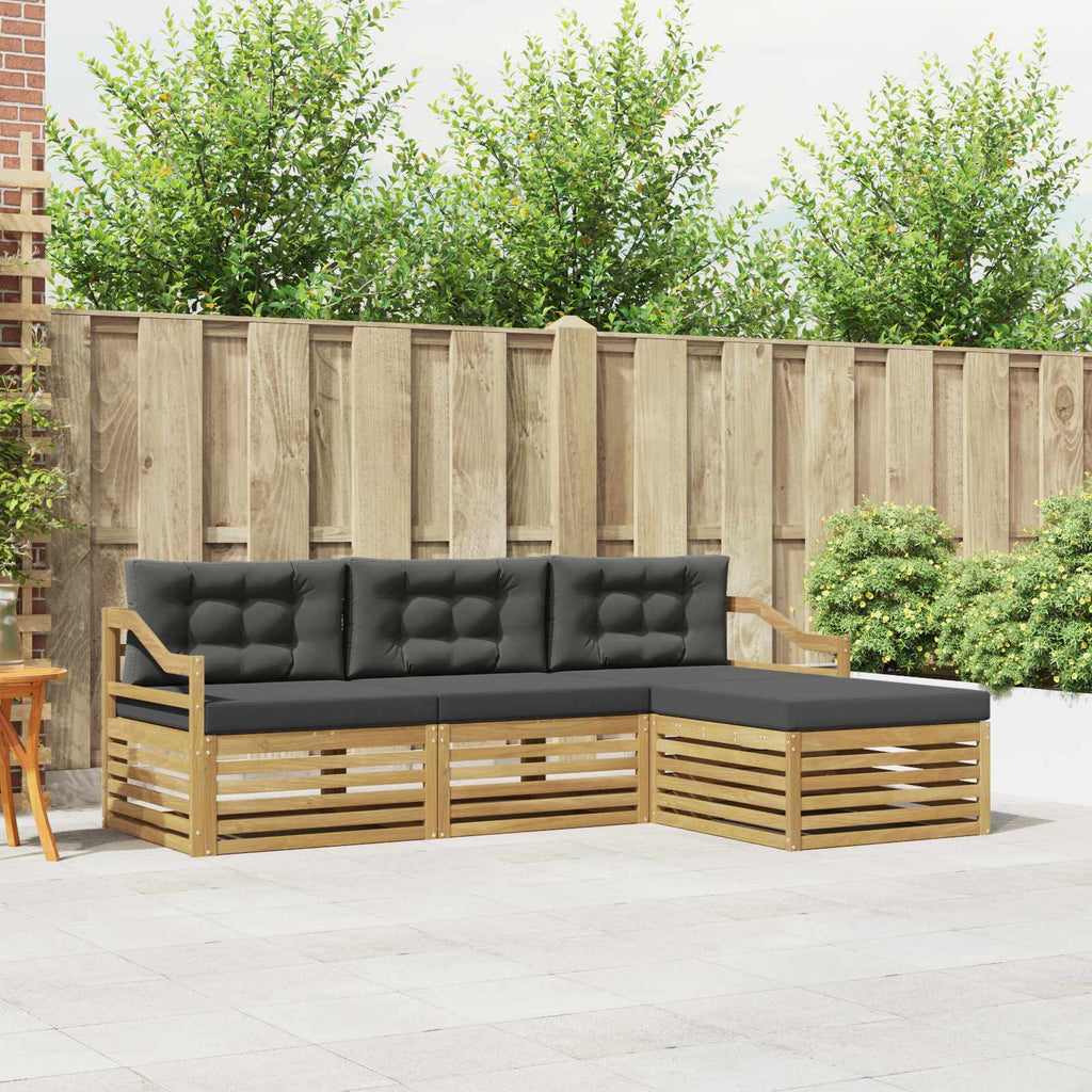 Outdoor-Sofagarnitur 4 pcs Weiß und Anthrazit Polyester