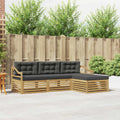 Outdoor-Sofagarnitur 4 pcs Weiß und Anthrazit Polyester