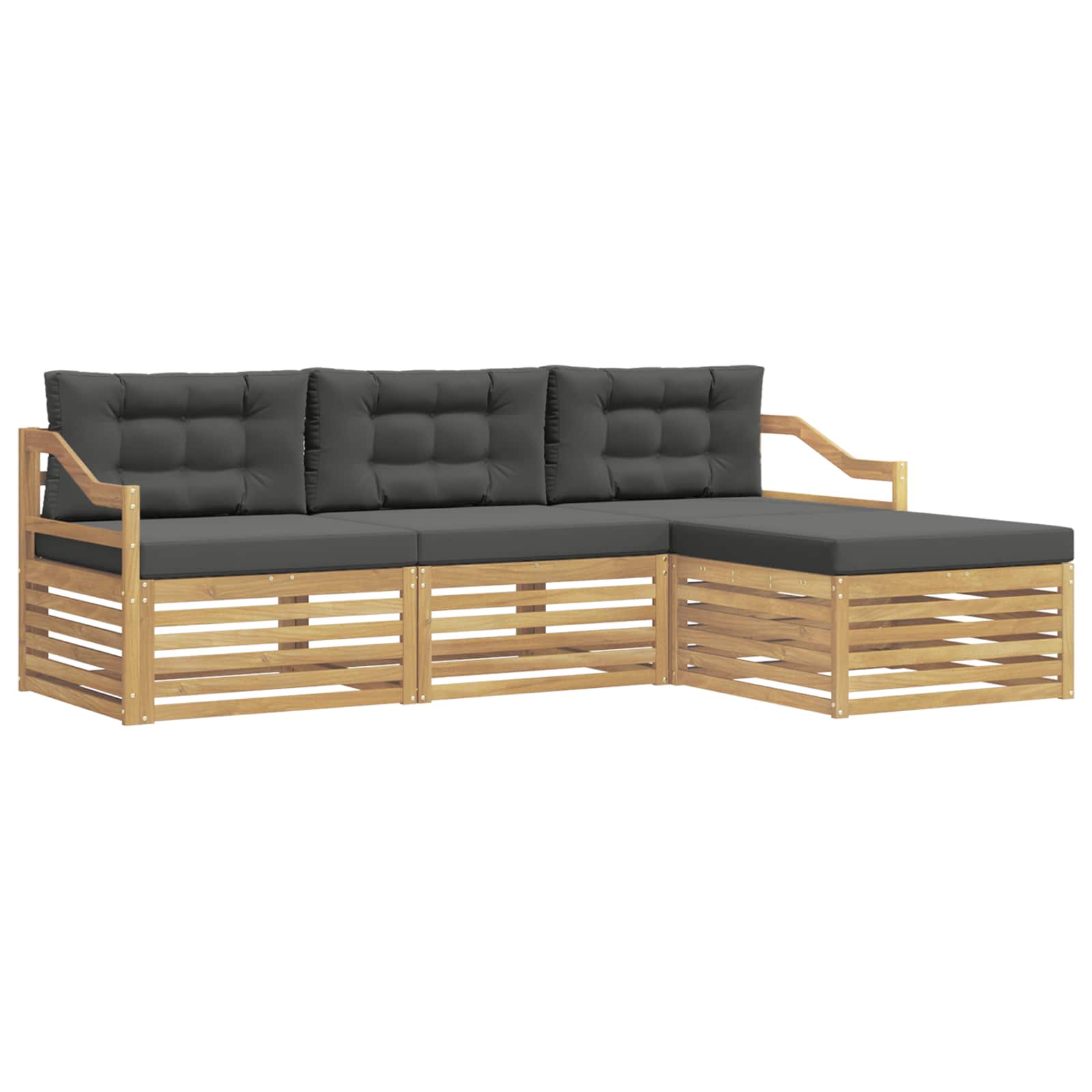 Outdoor-Sofagarnitur 4 pcs Weiß und Anthrazit Polyester