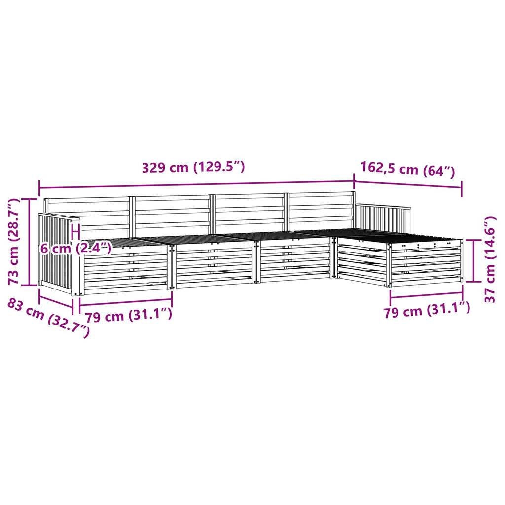 Outdoor-Sofagarnitur 5 pcs Weiß