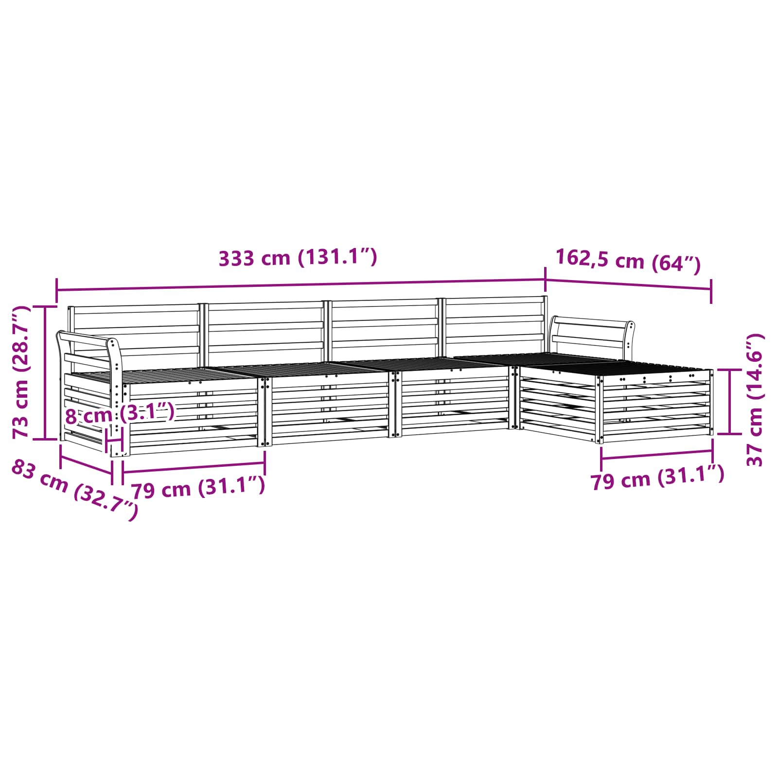 Outdoor-Sofagarnitur 5 pcs Weiß