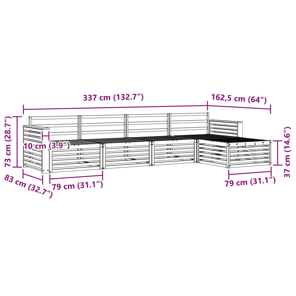 Outdoor-Sofagarnitur 5 pcs Weiß