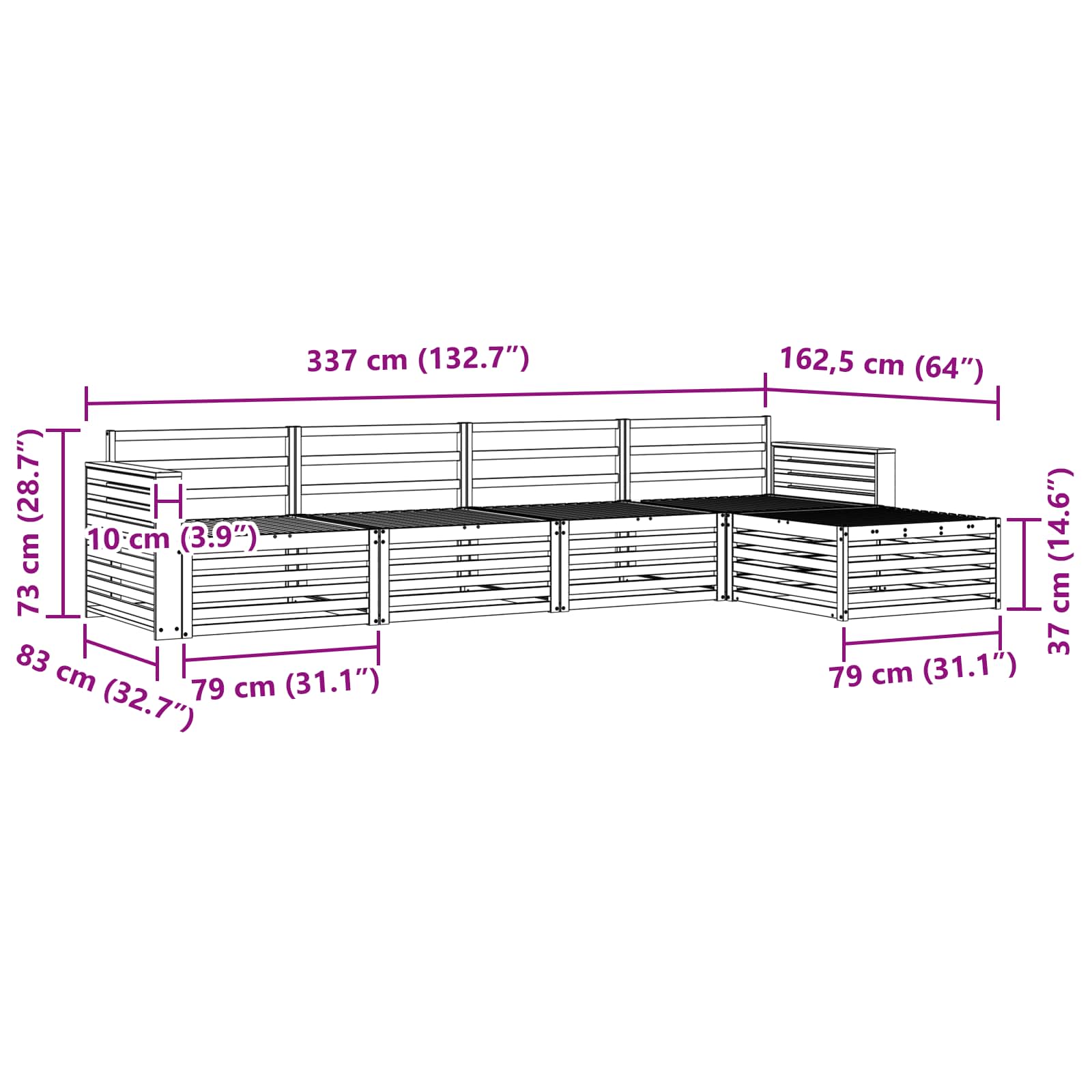 Outdoor-Sofagarnitur 5 pcs Weiß