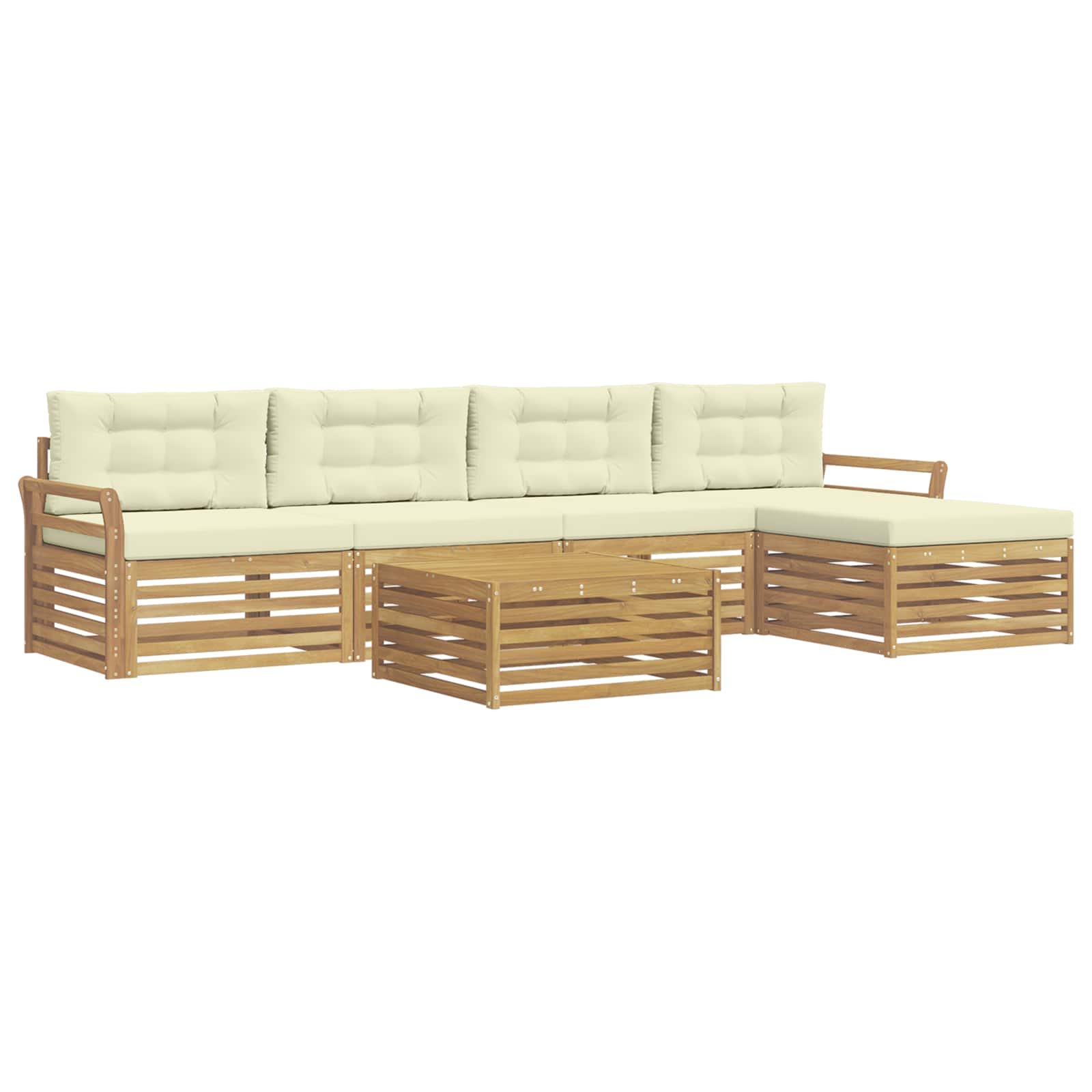 Outdoor-Sofagarnitur 6 pcs Weiß und Creme 79 x 79 x 37 cm