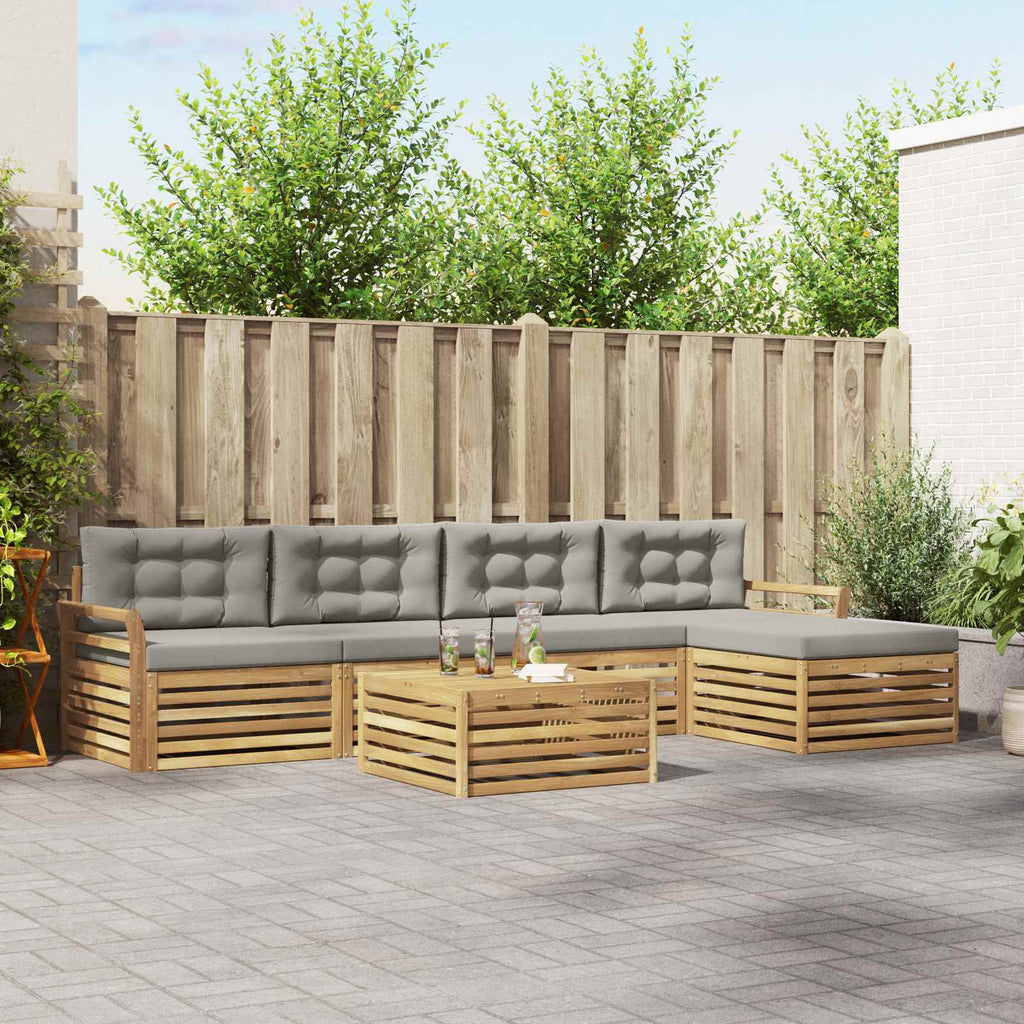 Outdoor-Sofagarnitur 6 pcs Weiß und Hellgrau 79 x 79 x 37 cm