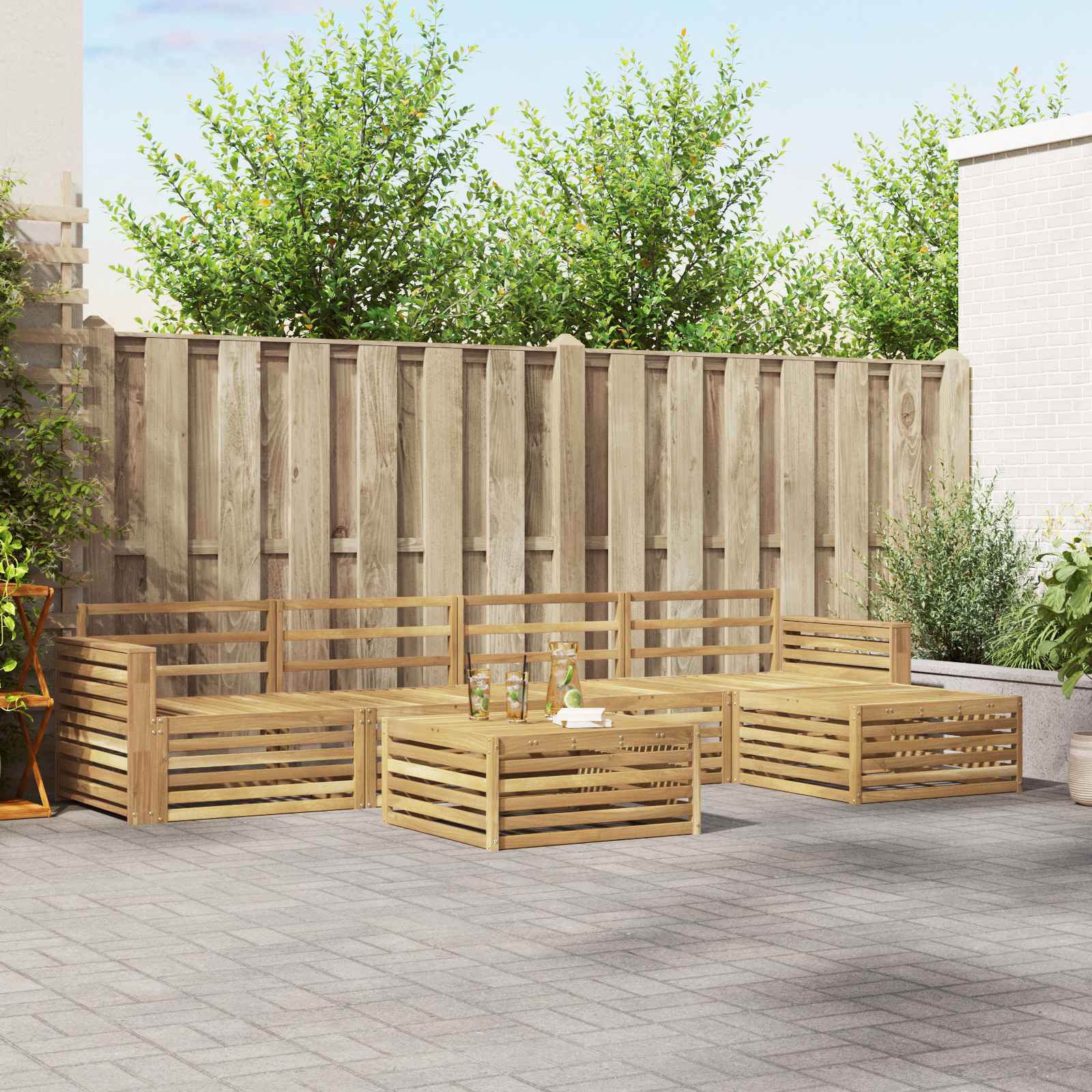 Outdoor-Sofagarnitur 6 pcs Weiß 79 x 79 x 37 cm
