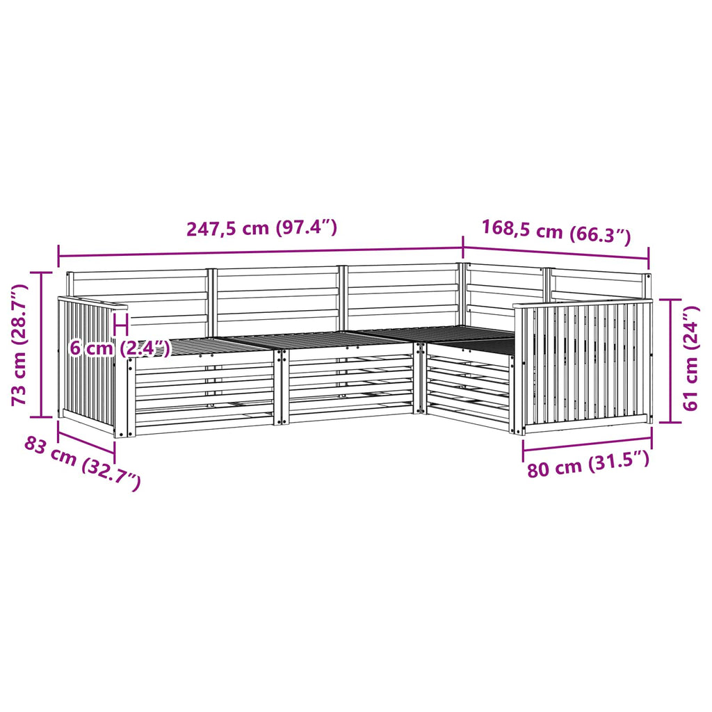 Outdoor-Sofagarnitur 4 pcs Weiß 247,5 x 168,5 x 73 cm