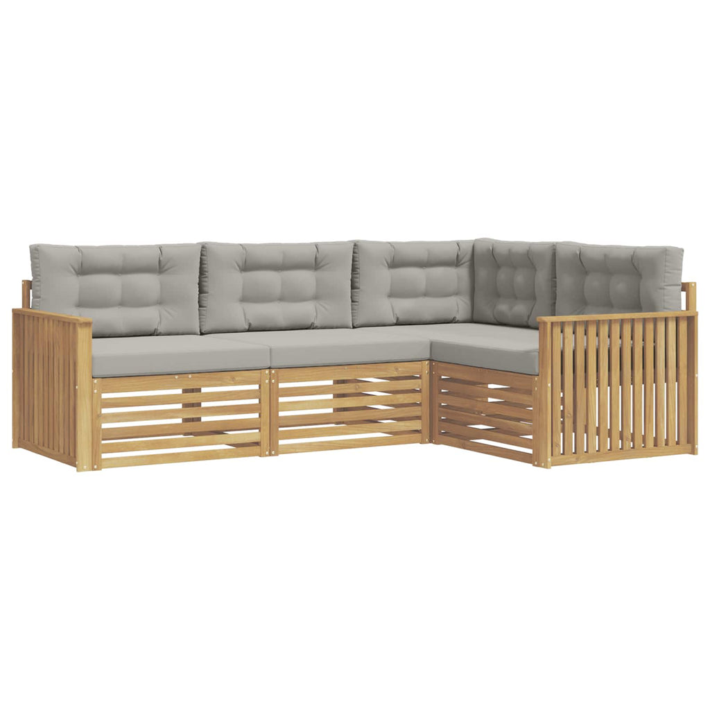 Outdoor-Sofagarnitur 4 pcs Weiß und Hellgrau