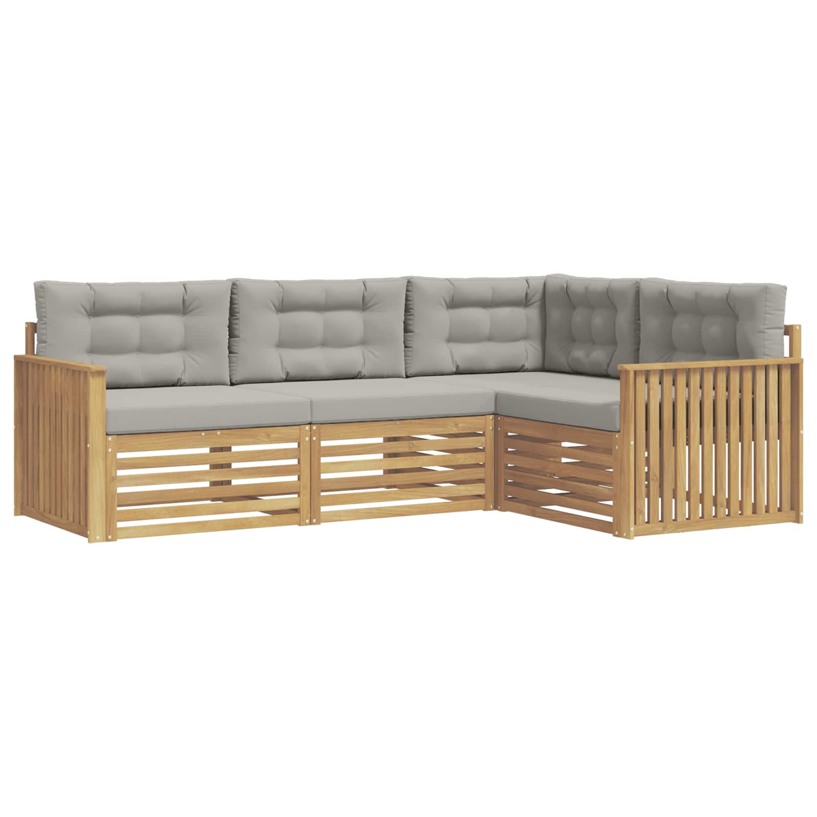 Outdoor-Sofagarnitur 4 pcs Weiß und Hellgrau