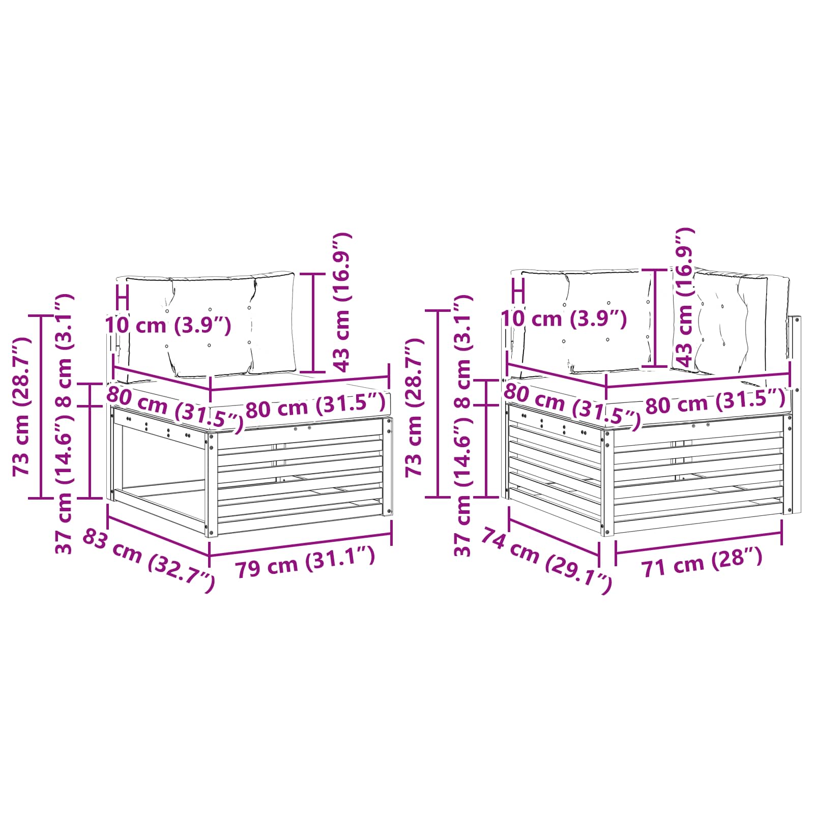Outdoor-Sofagarnitur 4 pcs Weiß und Hellgrau