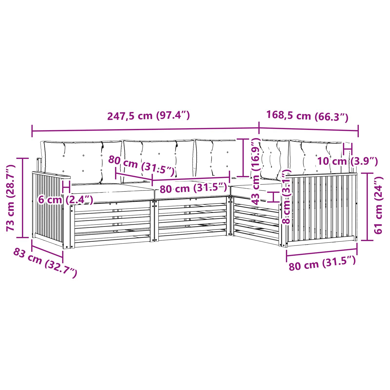 Outdoor-Sofagarnitur 4 pcs Weiß und Anthrazit